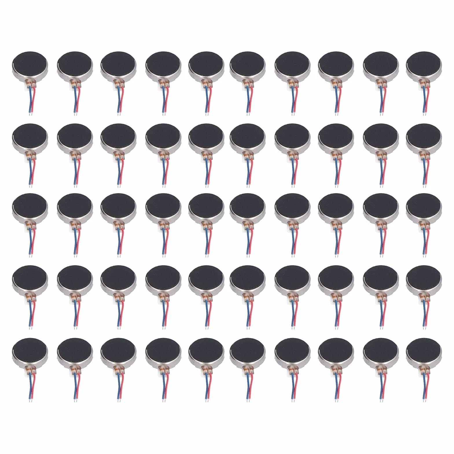 50Pcs Mini Motori a Vibrazione Anti Interferenza 12000 RPM Motori a Vibrazione a Moneta Piatta per Cellulare e Cercapersone DC 3V 10x2.7mm