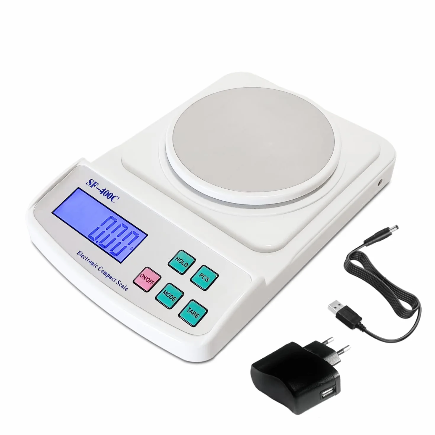 Eosphorus Bilancia Scientifica da Laboratorio 600g x 0,01g, Bilancia Tecnica di Precisione per Fisica e Chimica, Funzione Conteggio Pezzi, Alta Stabilità, Include Cavo USB e Alimentatore