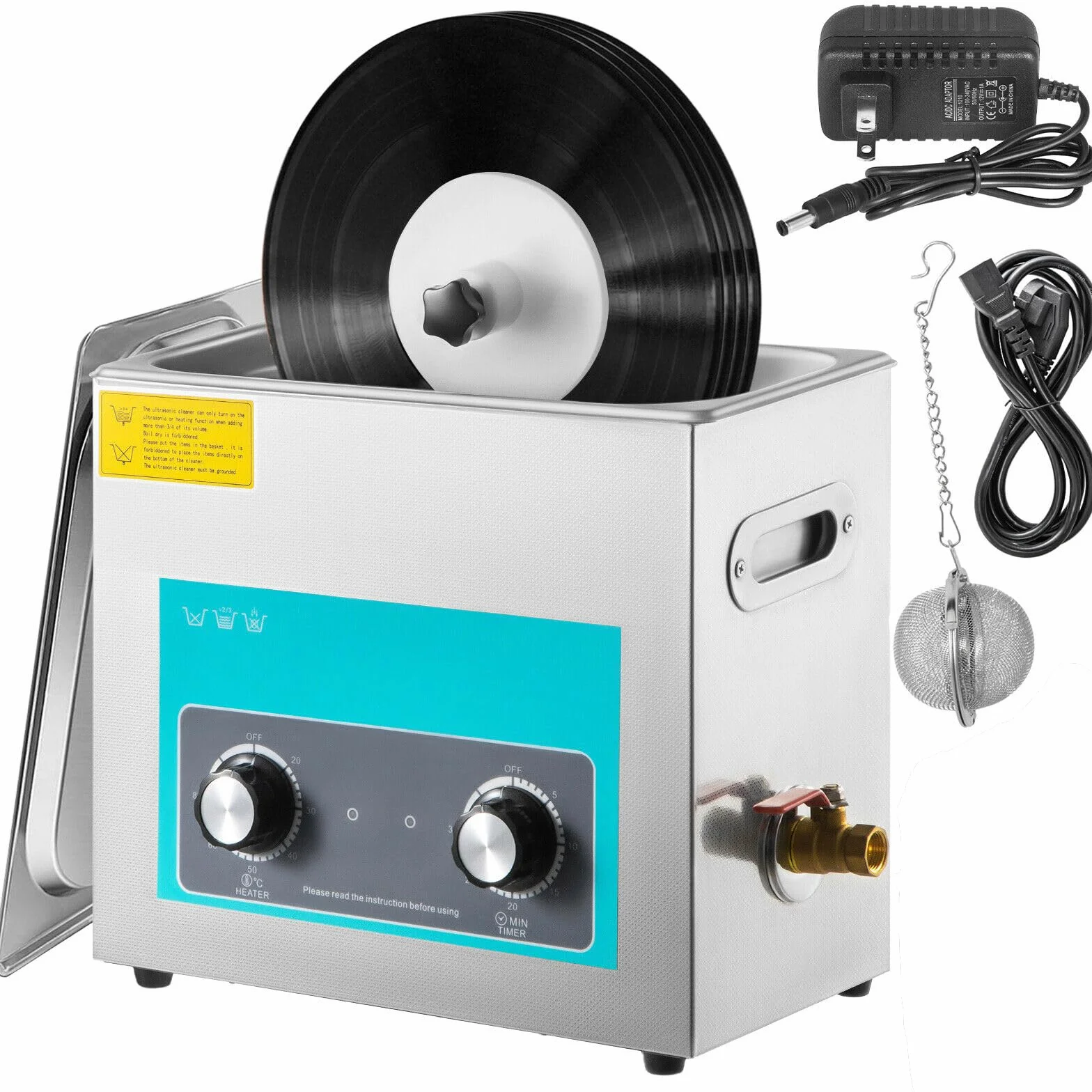 VEVOR Pulitore a Ultrasuoni 6L Digitale, 220V 50kHz Professionale con Riscaldamento, Nero per Gioielli Occhiali