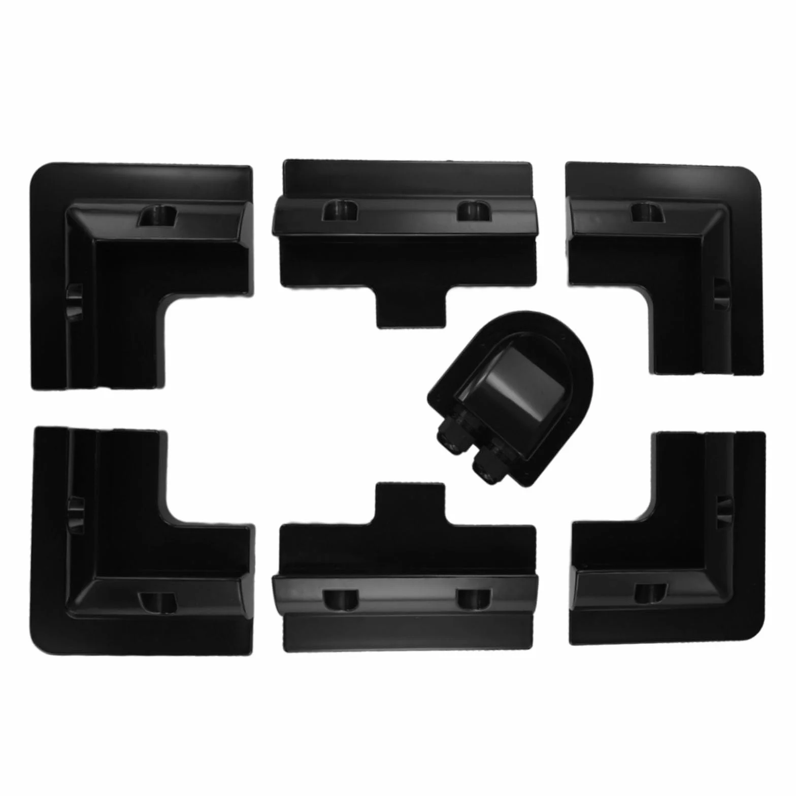 Zestaw wsporników montażowych do paneli słonecznych, 7-częściowy, ABS, czarny, 20W-200W