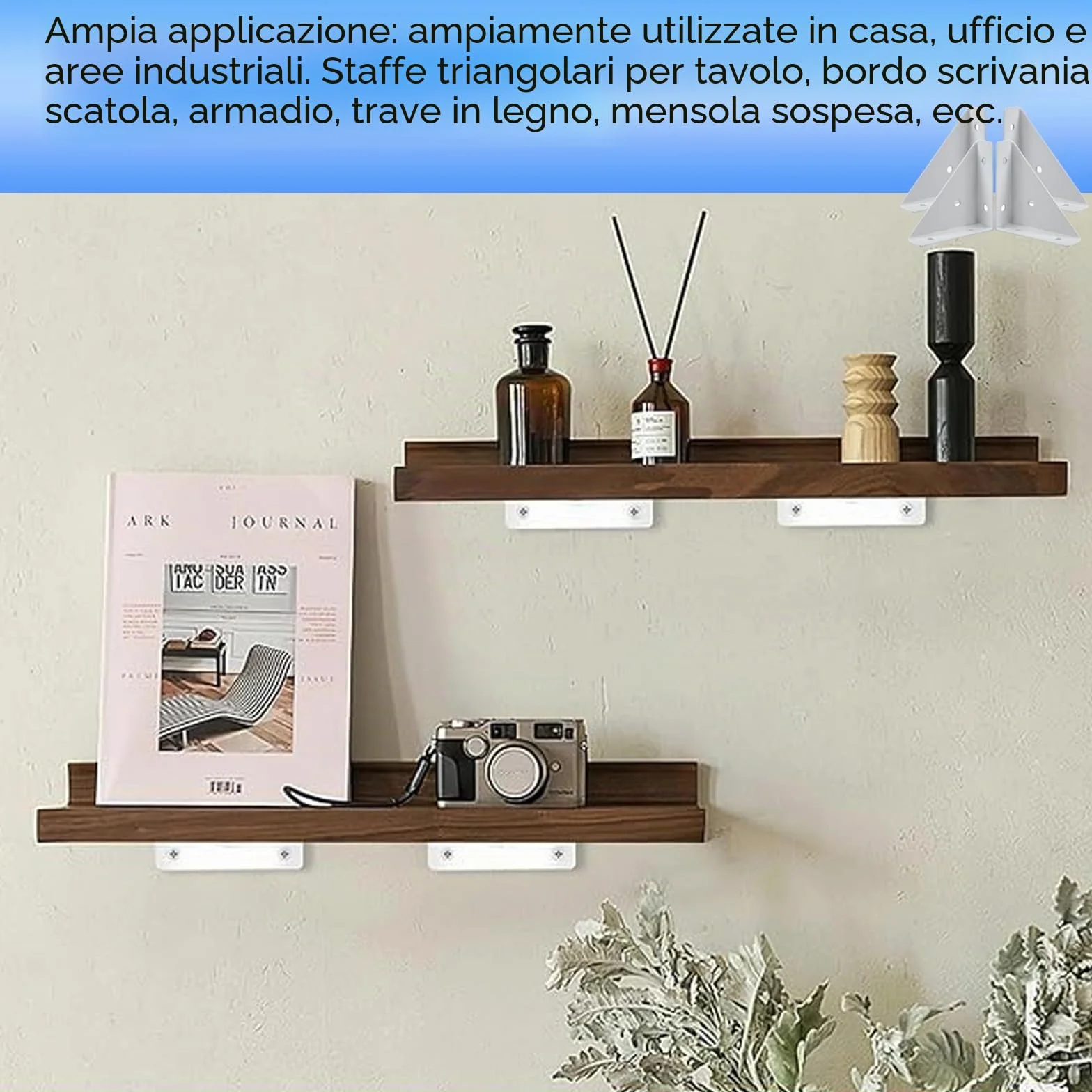 Squadrette Angolari Metallo per Legno 90° 4 Pezzi con Viti Bianco