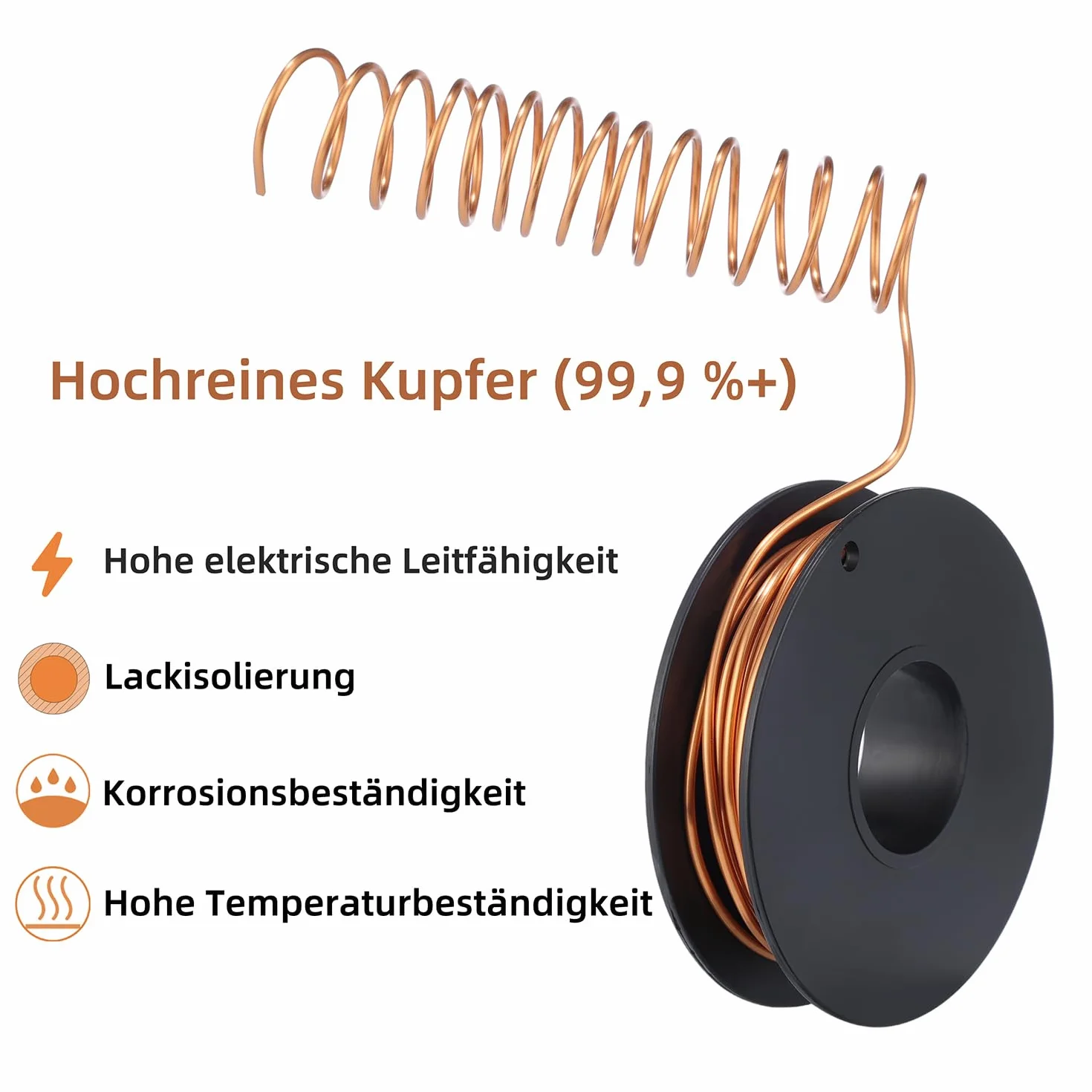 Filo di rame, 0,3 mm x 100 m, bobina di filo di rame puro al 99,9%, filo magnetico T2, per ingegneria elettrica, artigianato, saldatura e fai da te
