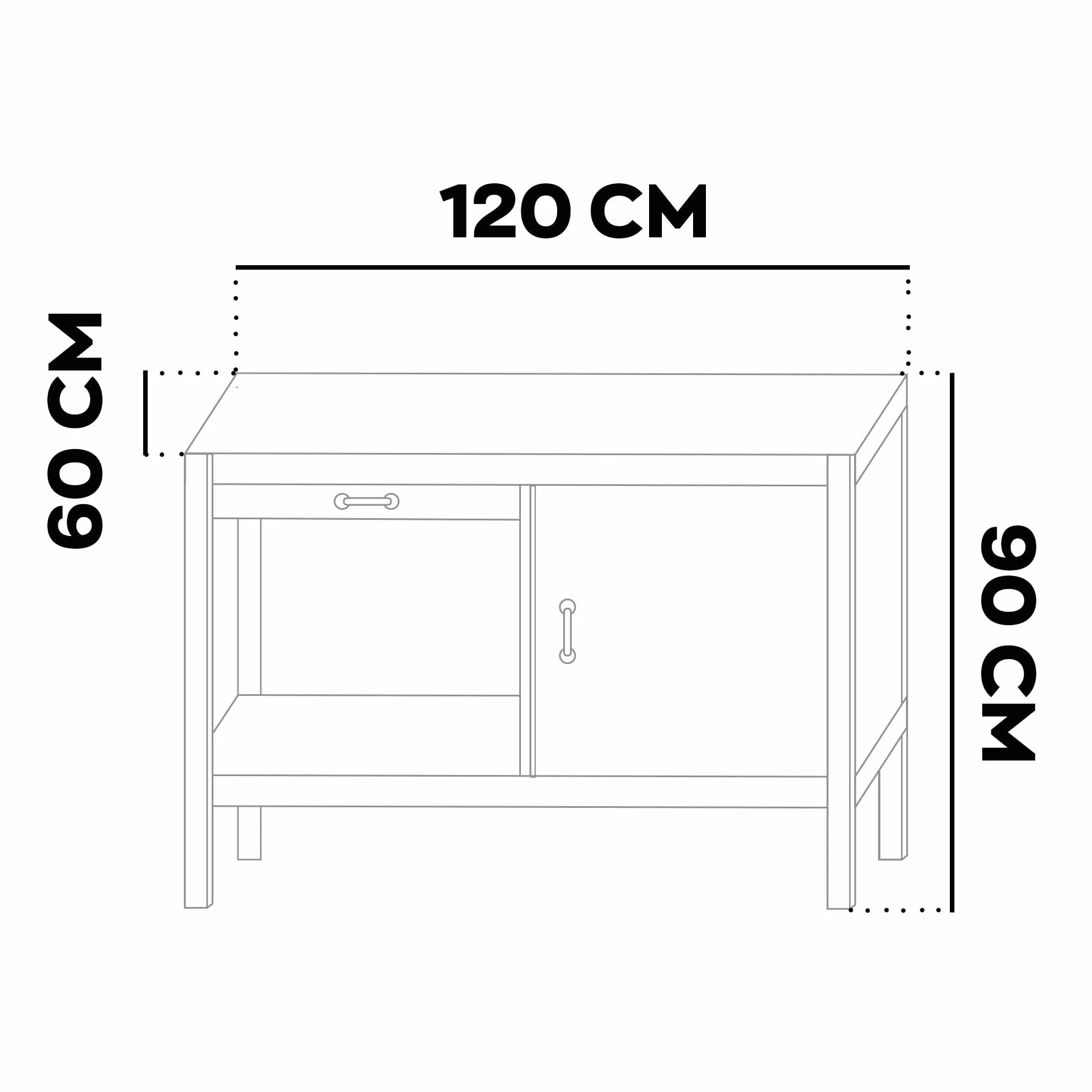 BOUDECH® MANNY - Banco da Lavoro 120x60 cm con Cassetto Porta Utensili 1 Anta e 1 Ripiano Aperto in Metallo Nero