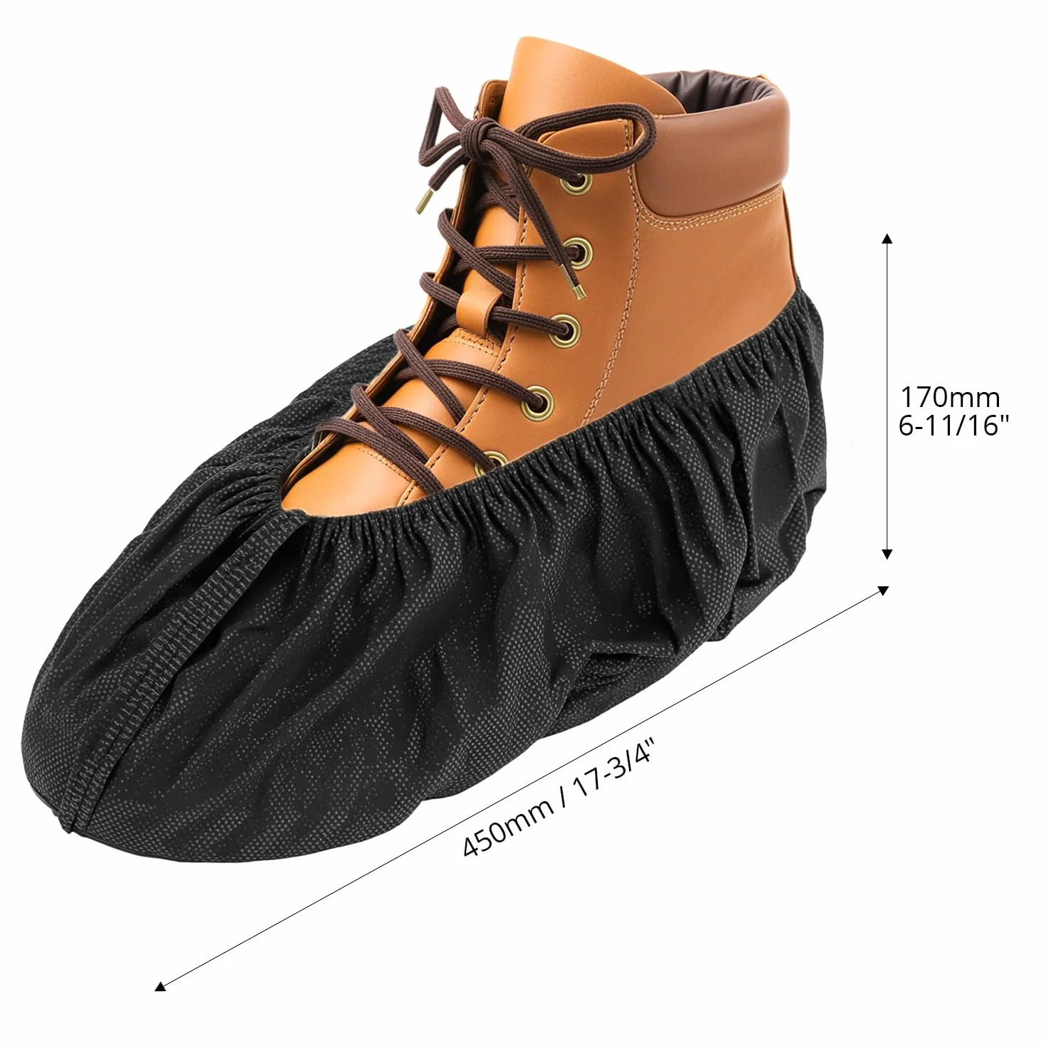 QWORK 100 Pezzi Copriscarpe Monouso Neri XL, Calzari in Tessuto Non Tessuto Suola Antiscivolo