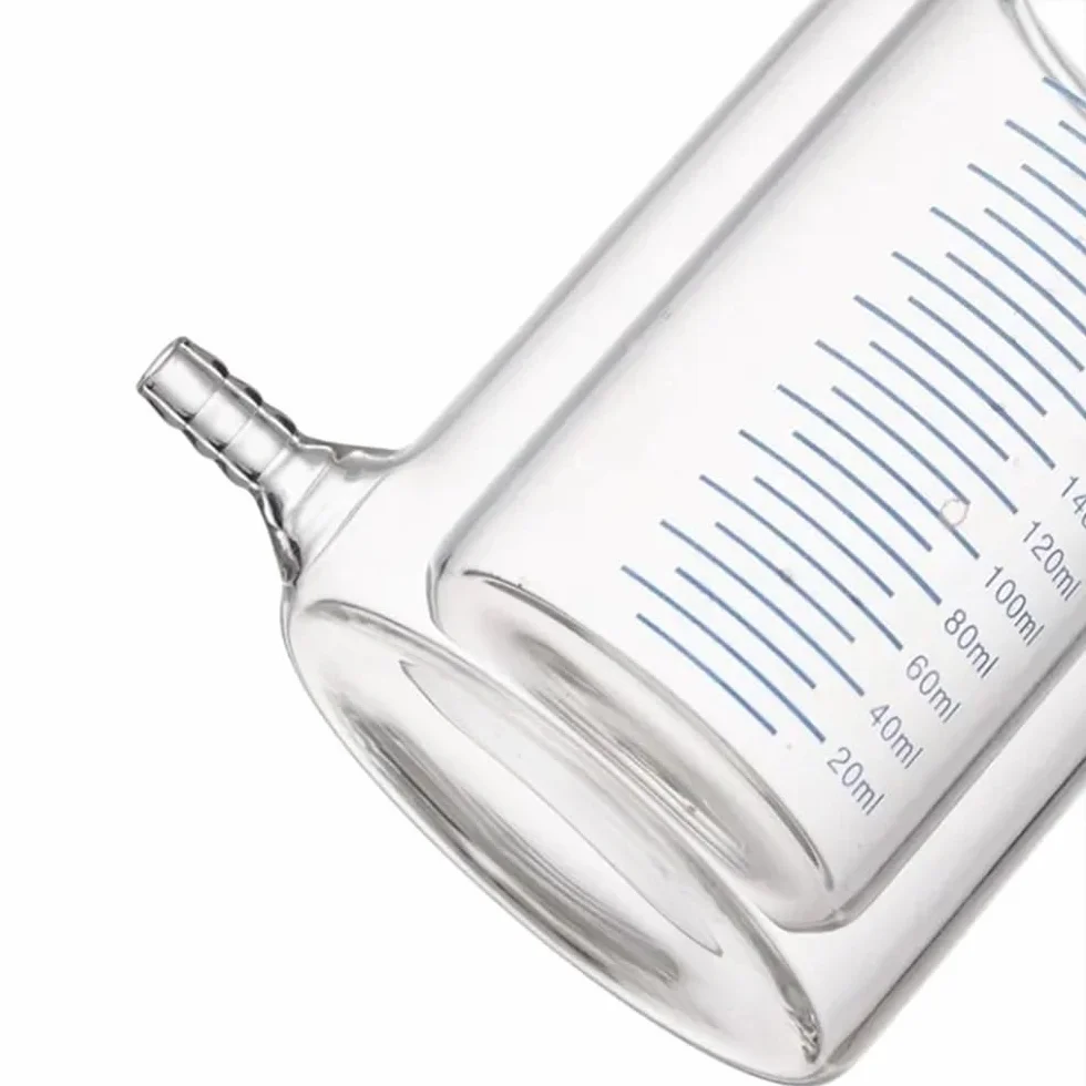 Becher da laboratorio incamiciato in vetro borosilicato doppio 300 ml
