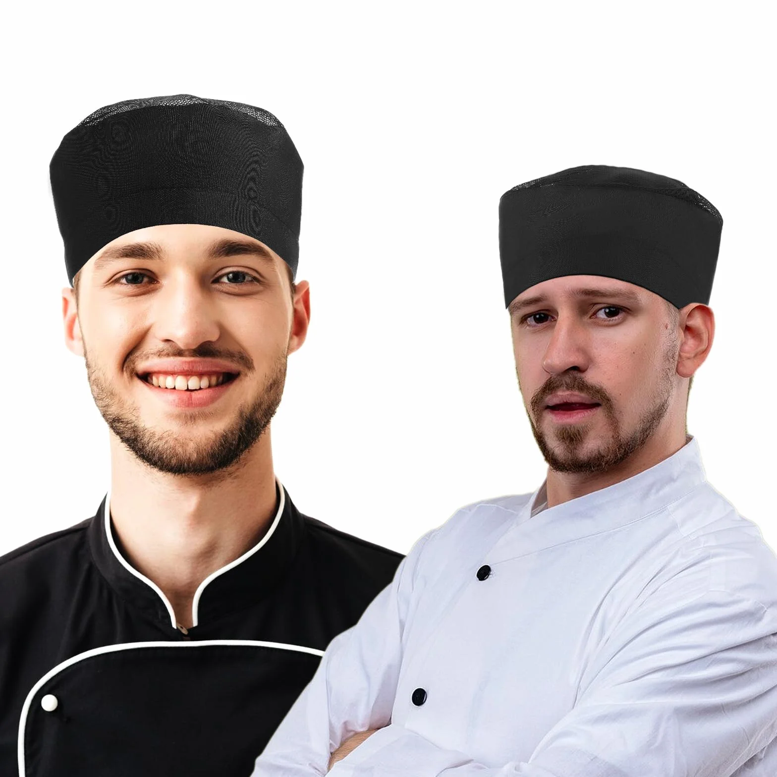 Cappello da chef regolabile traspirante nero alto unisex per uomo e donna