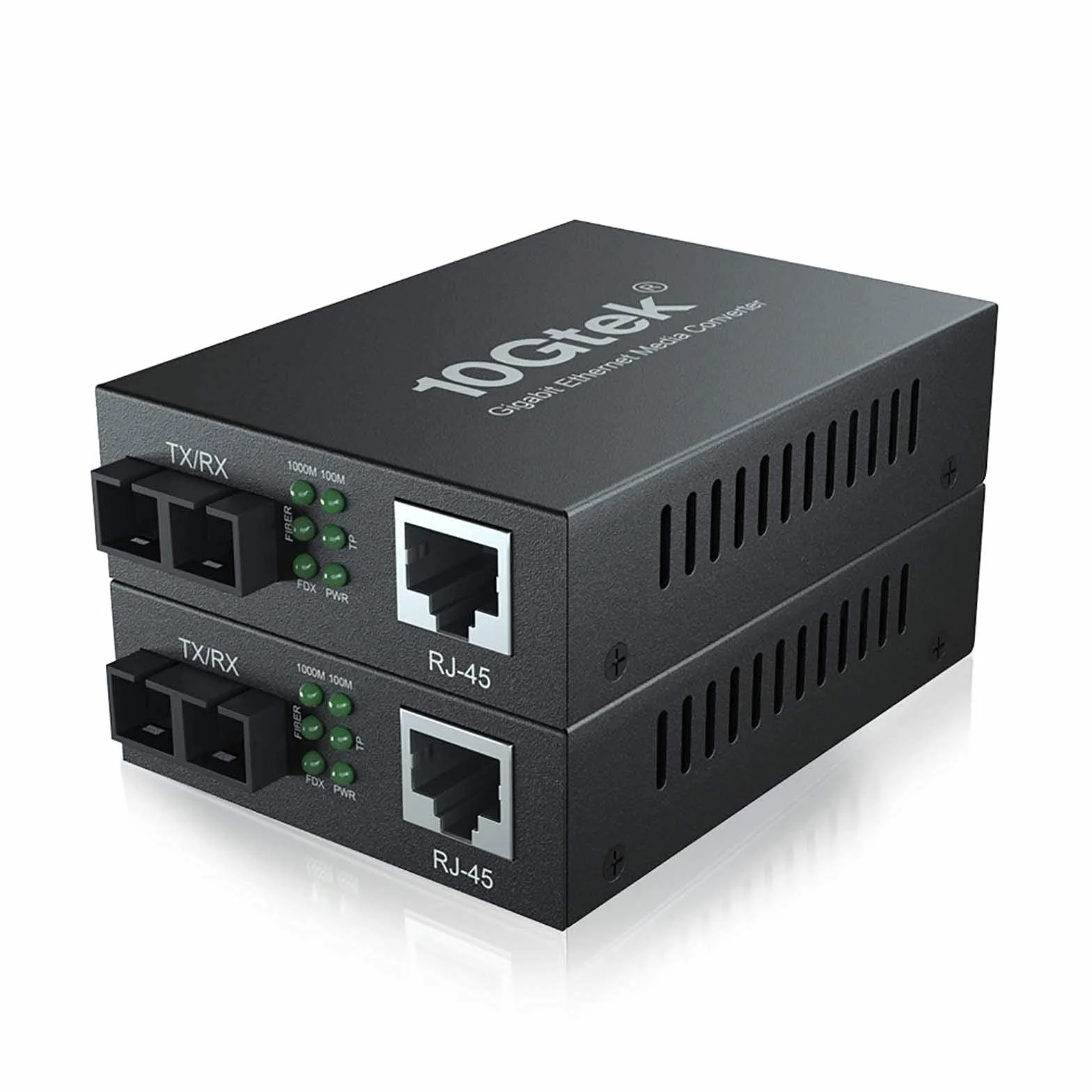 10Gtek Gigabit Ethernet Media Converter SC Monomodale 10/100/1000M RJ45 1000Base-LX 1310nm 20km