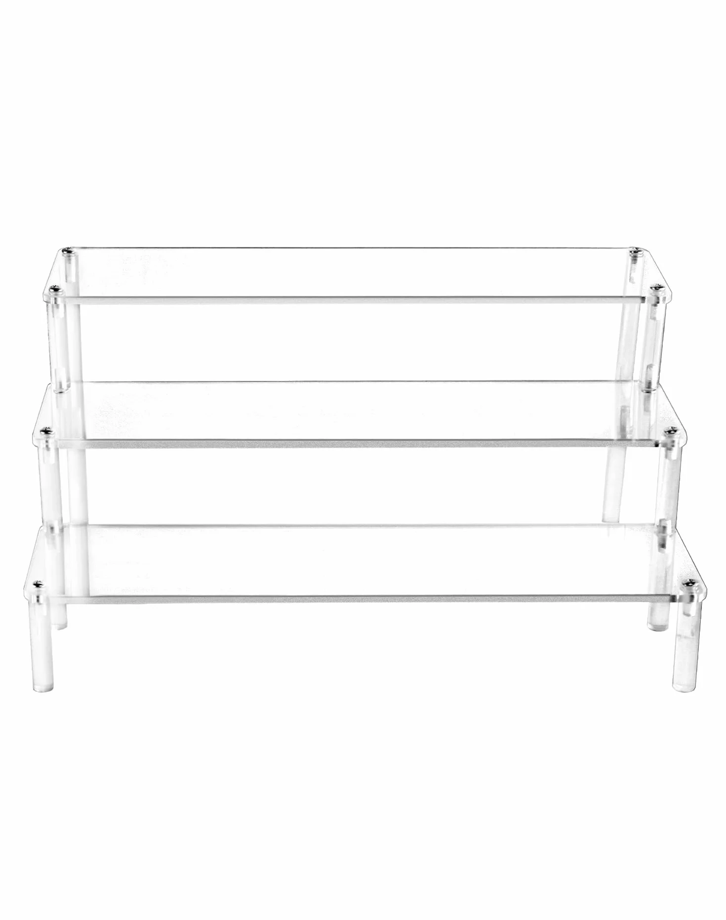 QWORK® Espositore Acrilico a 3 Livelli in Acrilico Spesso 4 mm, 30x21x15cm, per Personaggi Profumi Gioielli Cupcakes
