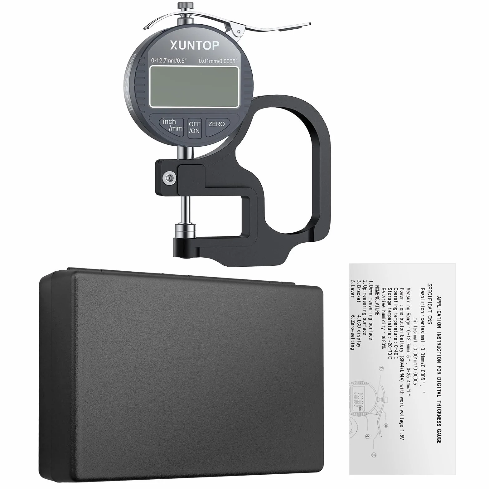 Spessimetro Digitale 0-12,7mm 0,01mm Display LCD Calibro Elettronico con Auto-Spegnimento