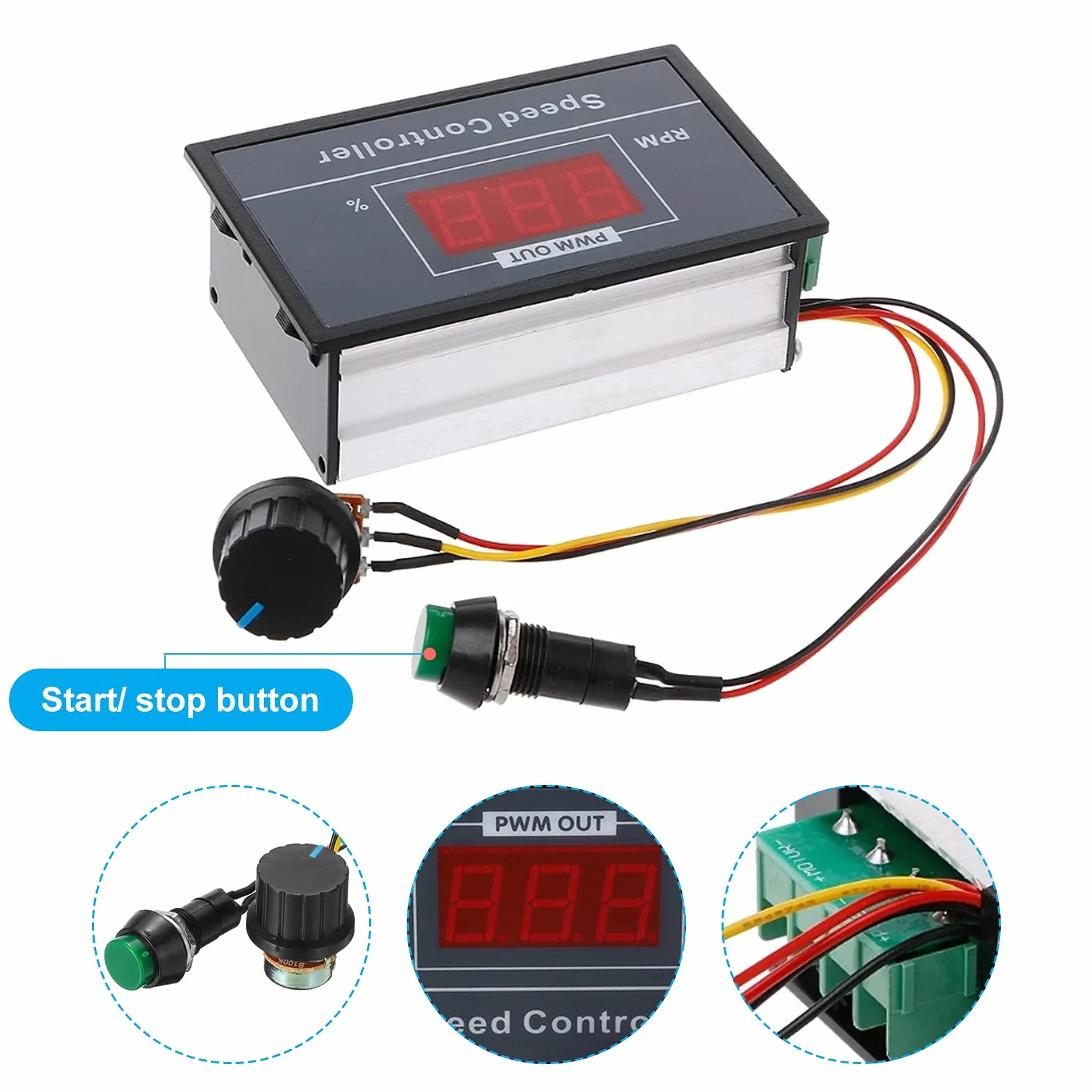RUIZHI Regolatore di Velocità del Motore CC DC 6-60V 12V 24V 36V 48V 30A, Regolatore del Regolatore Continuo a Velocità Variabile, Regolatore di Tensione del Motore con Interruttore Start Stop