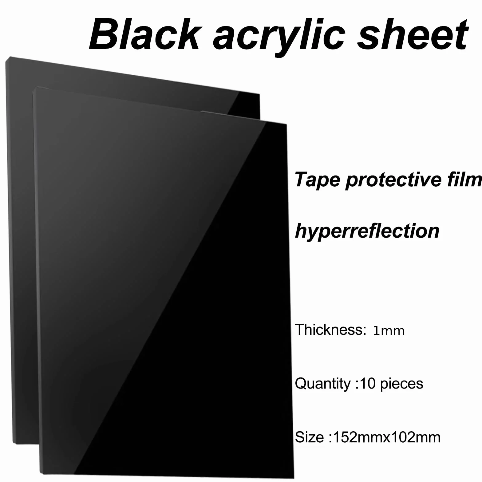 Set Di 10 Plexiglass Lucido, Acrilico Nero Foglio Nero Acrilico, Fogli Di Plastica Per Segnaletica, Progetti Fai Da Te, Artigianato, 10,2 X 15,2 Cm, Spessore 1 Mm