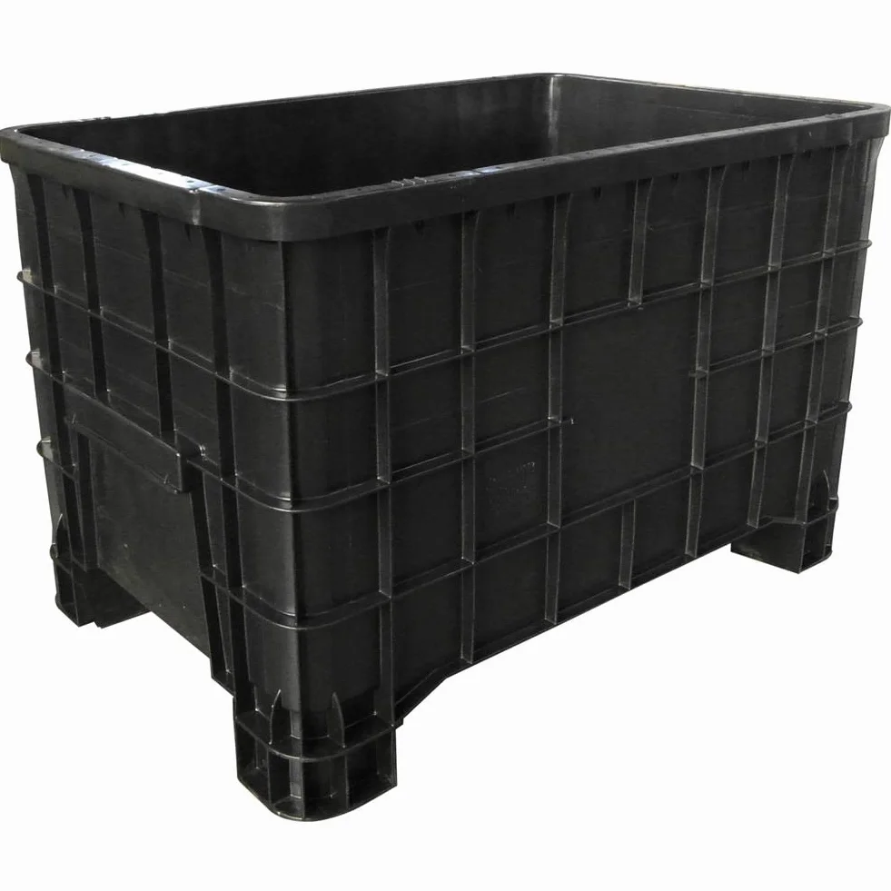 Cassa pallet in plastica (HDPE riciclato), 4 piedi, Mis. 1000 L x 635 P x 645 H mm, portata 150 Kg, volume 300 Lt