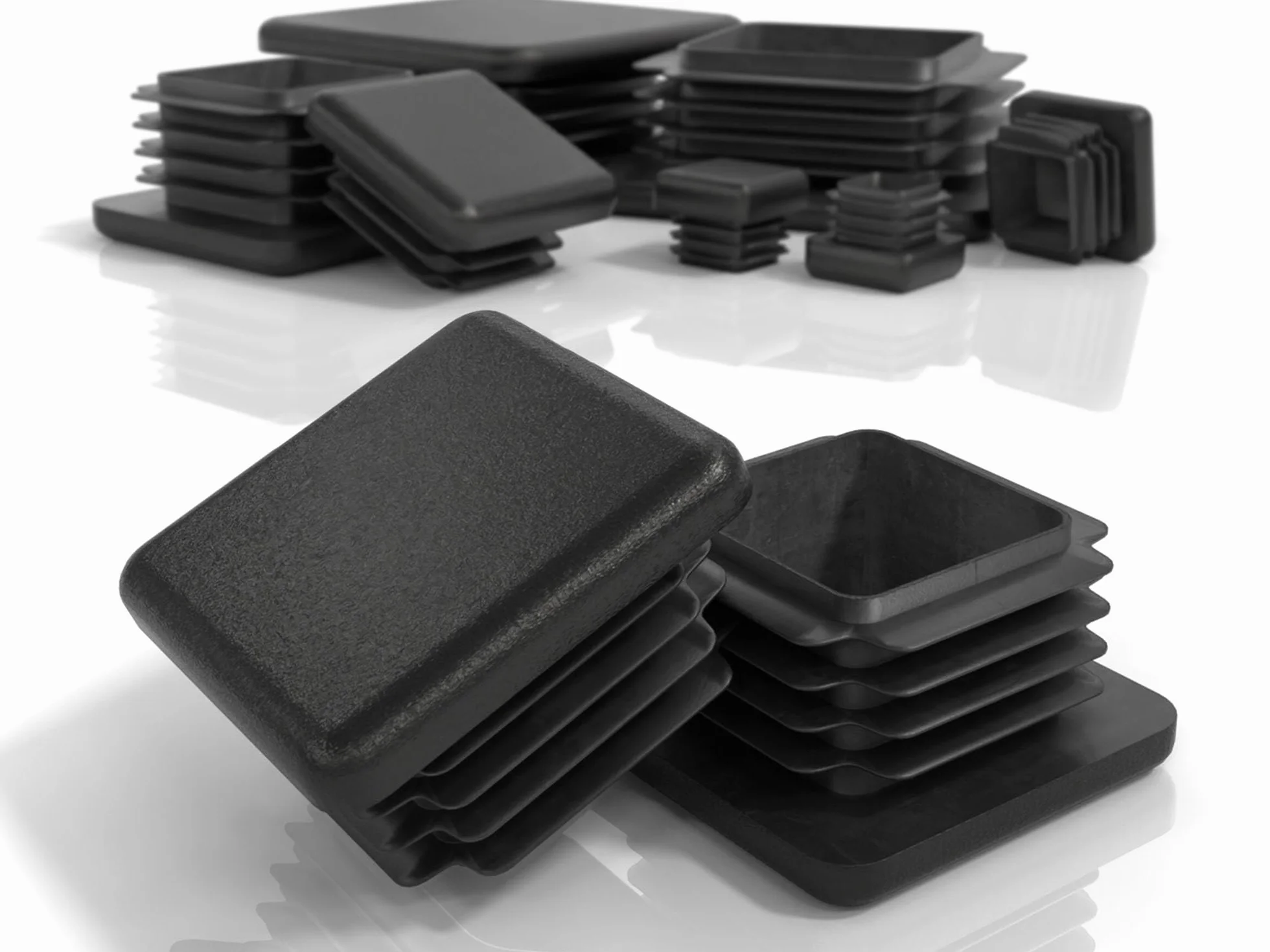 PD® Tappi a Lamelle 40x40 mm per Tubo Quadrato in Plastica PE | Per Coprire Tubi in Acciaio Inox, Alluminio e Profili | Quadrati Neri | 4 Pezzi