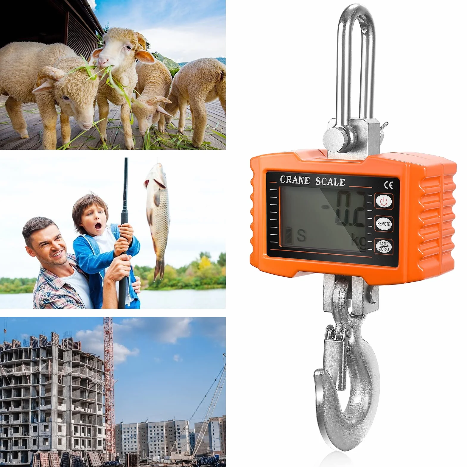 Bilancia per Gru 1000kg/2000LBS, Digitale Industriale Elettronica a Gancio con Telecomando