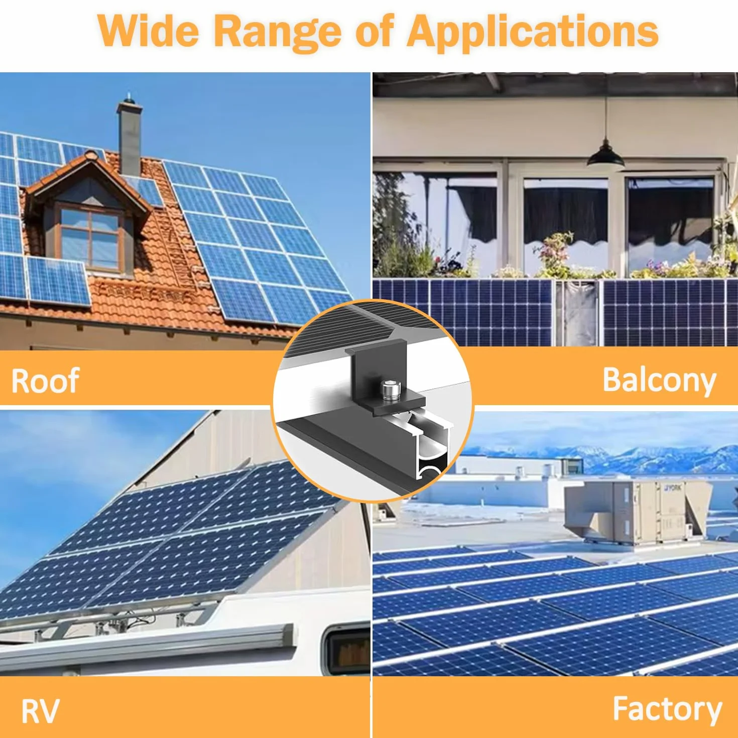 Kit Morsetto Solare Regolabile 30 mm per Pannelli Solari Staffa Z di Montaggio con Dadi e Viti