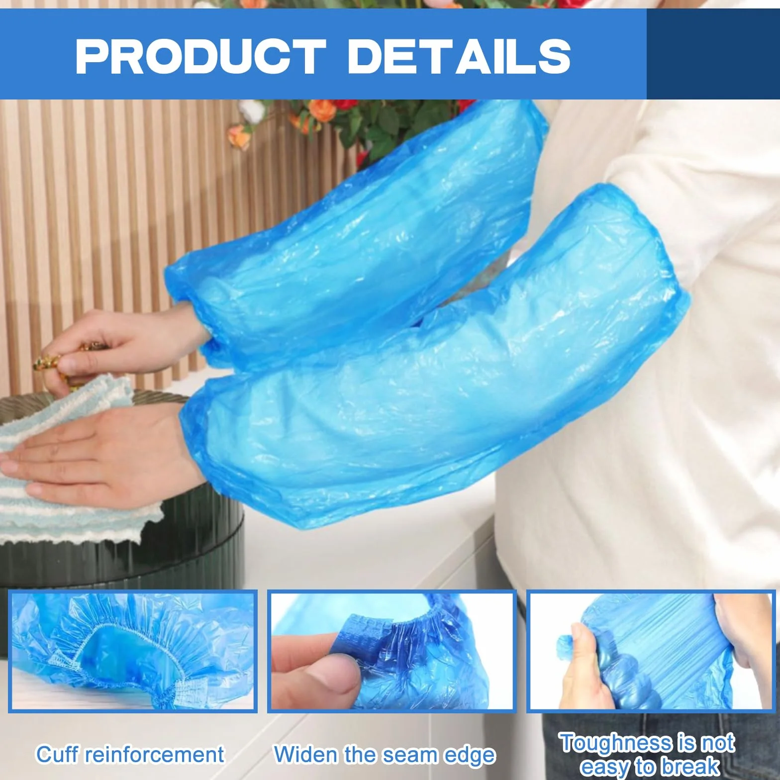 Protezioni per maniche in PE impermeabili 40x20 cm blu