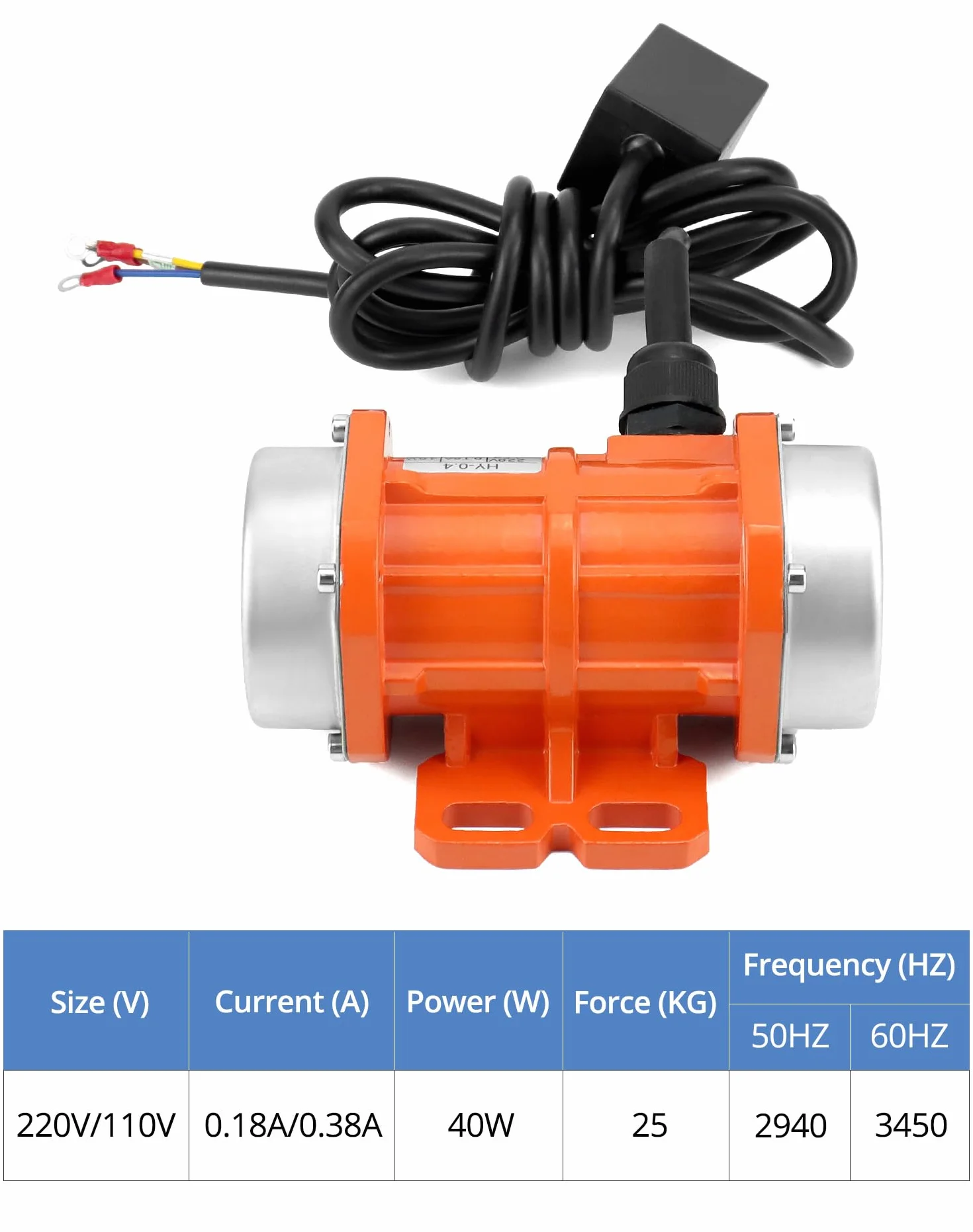 QWORK® Motore a vibrazione monofase, 40 W 220 V, piccolo motore vibratore, 3000 giri/min