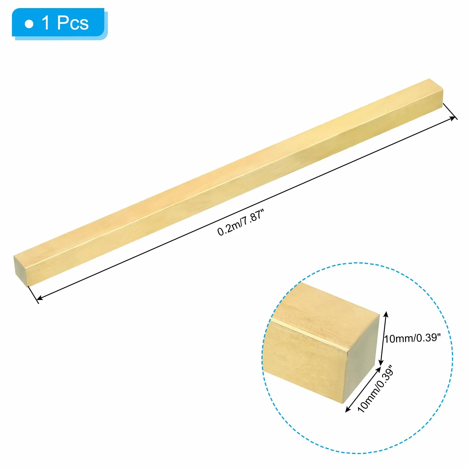 PATIKIL Barra Quadrata in Ottone H59, 0,39x0,39", Lunghezza 7,87", Materiale per Lavori di Falegnameria, Manutenzione, Decorazione Architettonica, Ottone