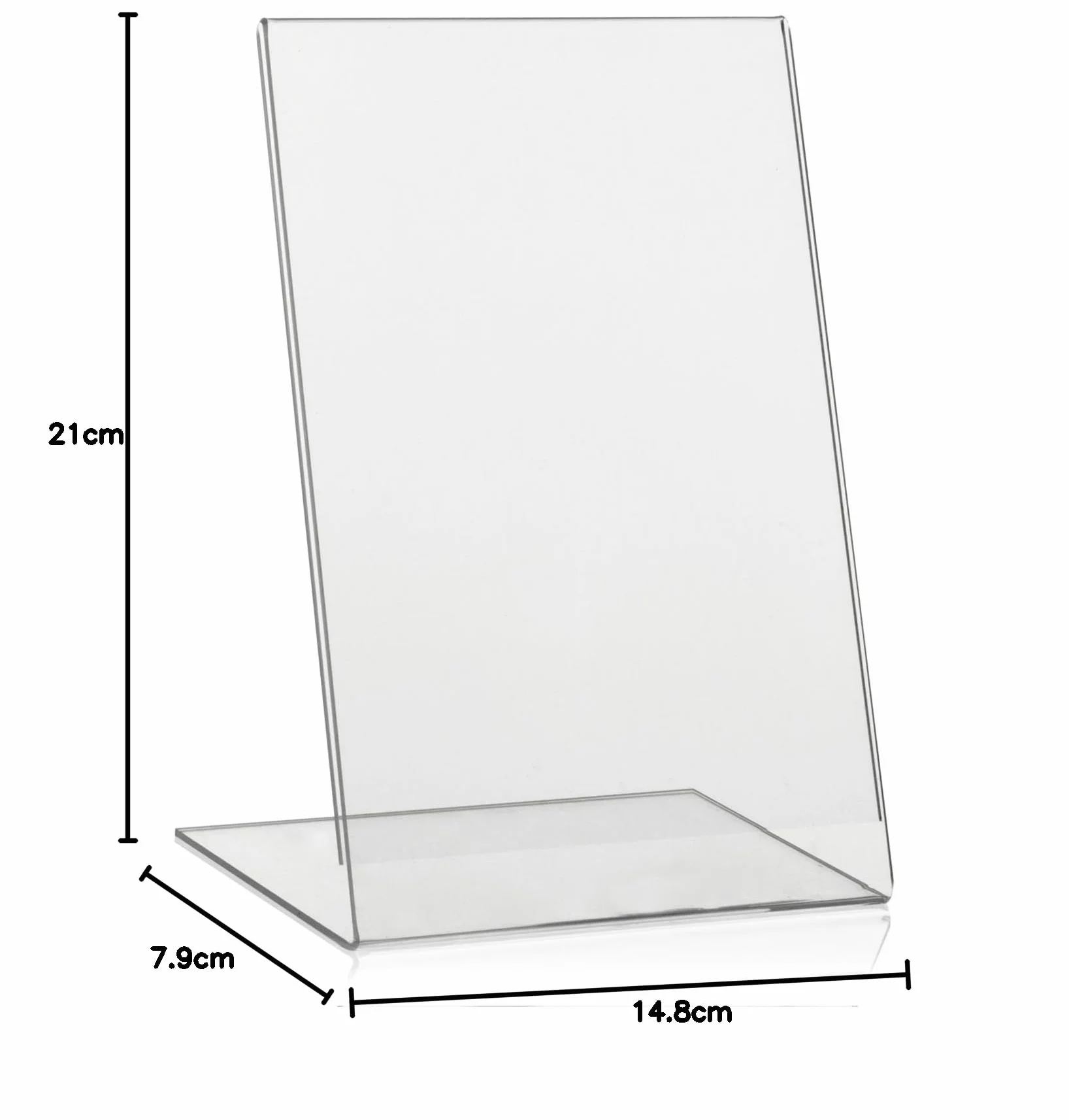 VITAdisplays® - Espositore pubblicitario a forma di L in formato verticale, in plexiglas® originale Confezione singola. DIN A5 trasparente