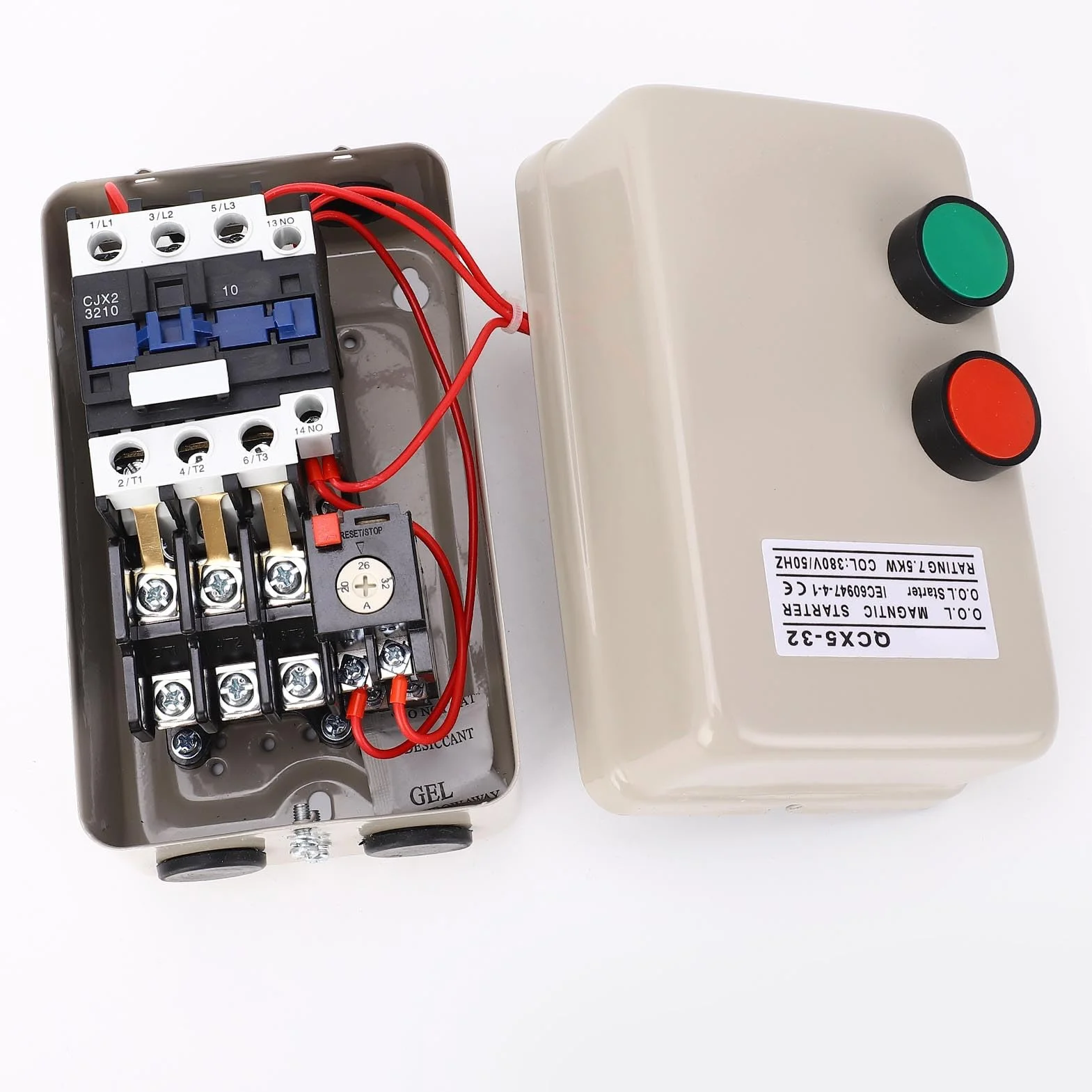 Avviatore Motore Elettrico Magnetico, Avviatore Motore Elettrico Trifase con Scatola di Commutazione Magnetica 380V 20‑A 7,5KW 3HP per Compressore d'Aria