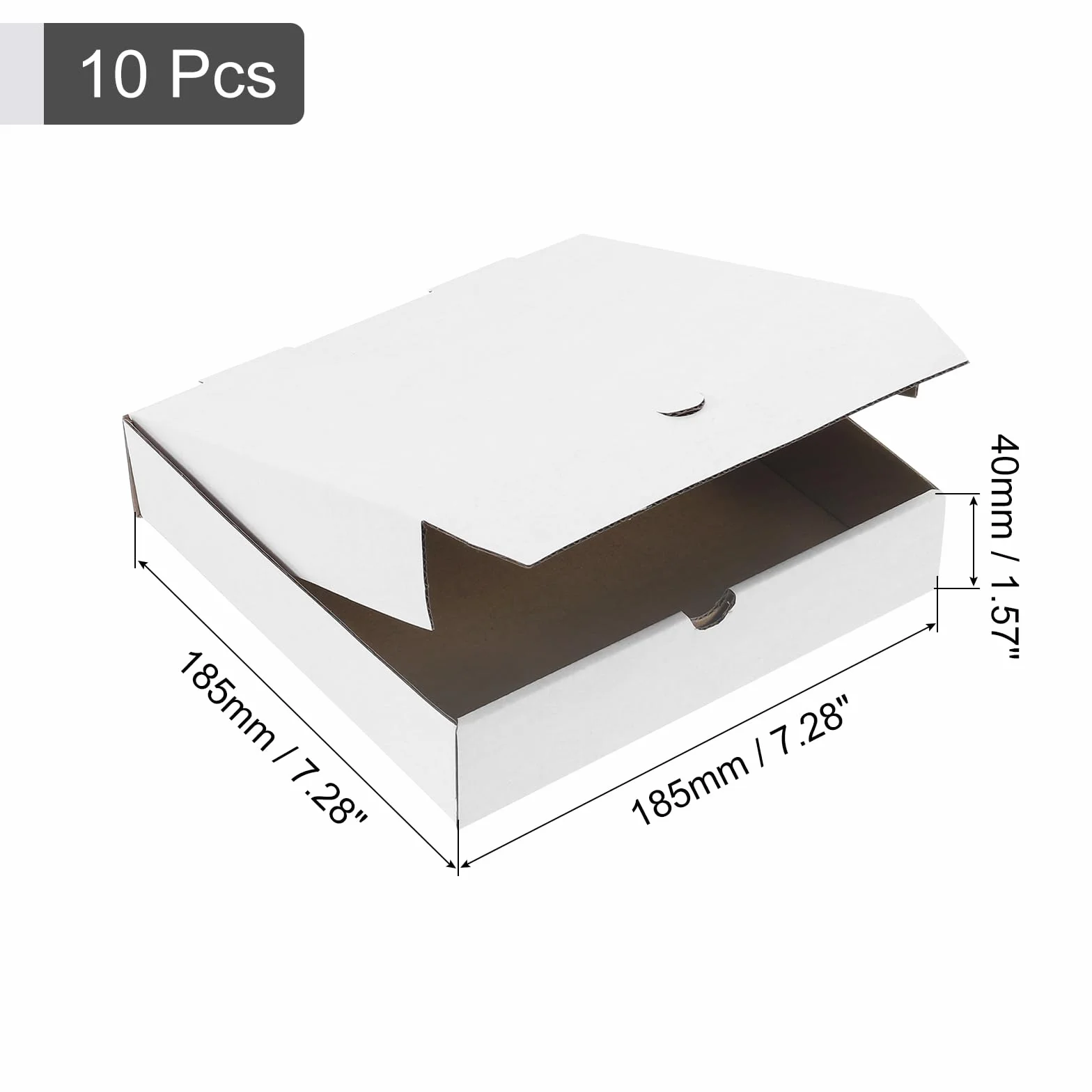 QUARKZMAN Scatola per Pizza 10pz 7x7 Pollici - Scatole Mini in Carta Pelle Vacchetta Contenitore Quadrato Corrugato Bianco