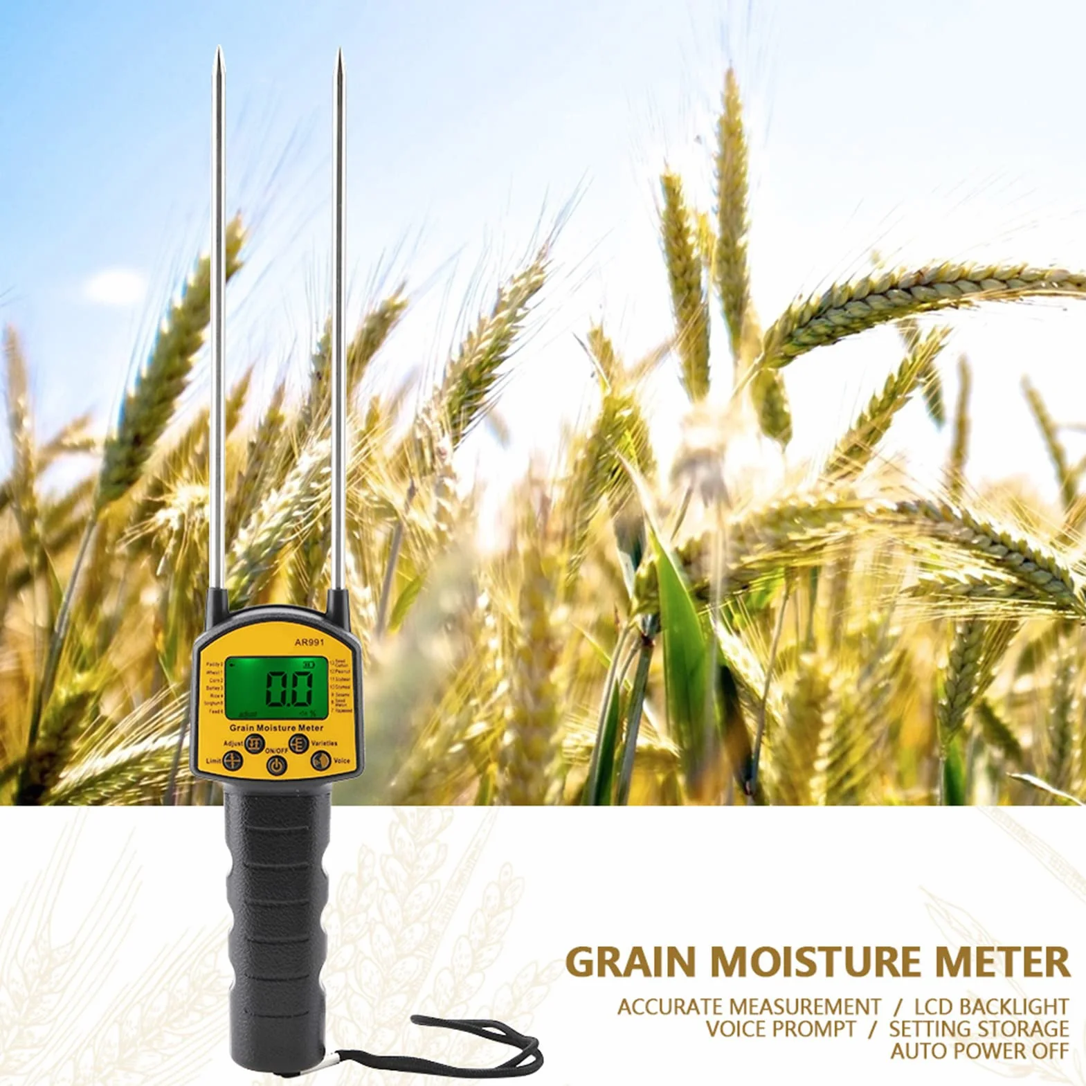 SMART SENSOR AR991 Misuratore di umidità per Cereali LCD Digitale