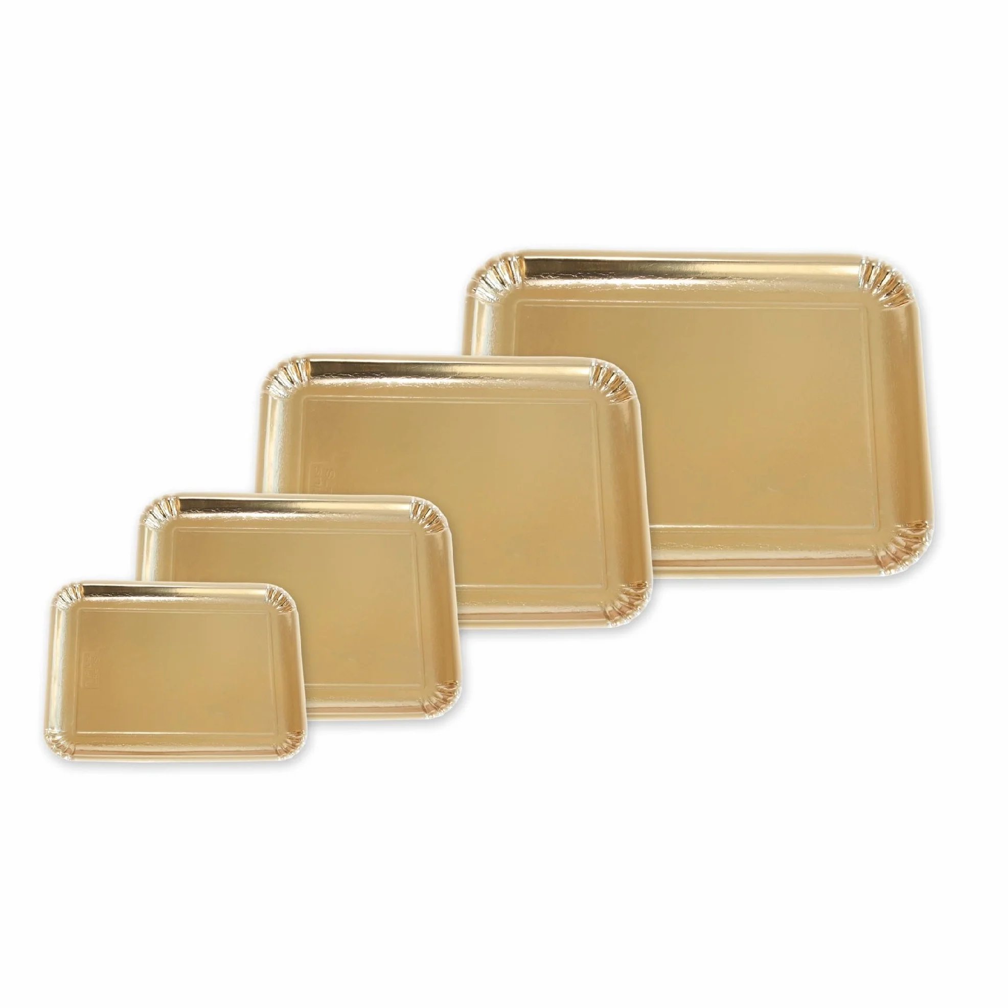 Brio PZ 100 Vassoio in Carta Color Oro CM 17 X 25 per Dolci Tray Gold Paper in Cartone Alimentare