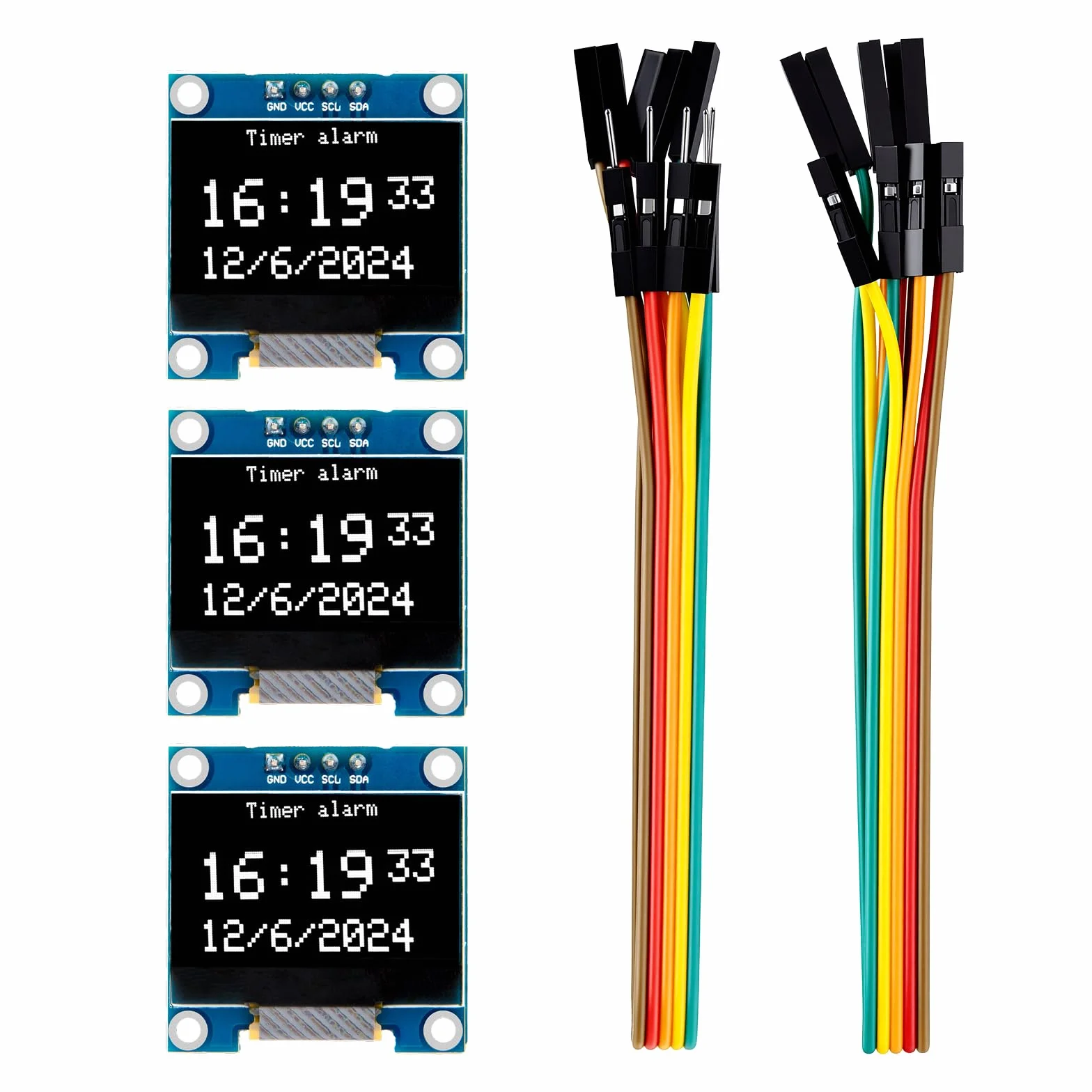 ELEGOO Display OLED 3 Pezzi Modulo Schermo da 0,96 Pollici Bianco, 128x64 Driver I2C Mini Schermi Compatti Autoluminosi per Arduino, Raspberry Pi, PICO.51 MCU, STM32, ESP32