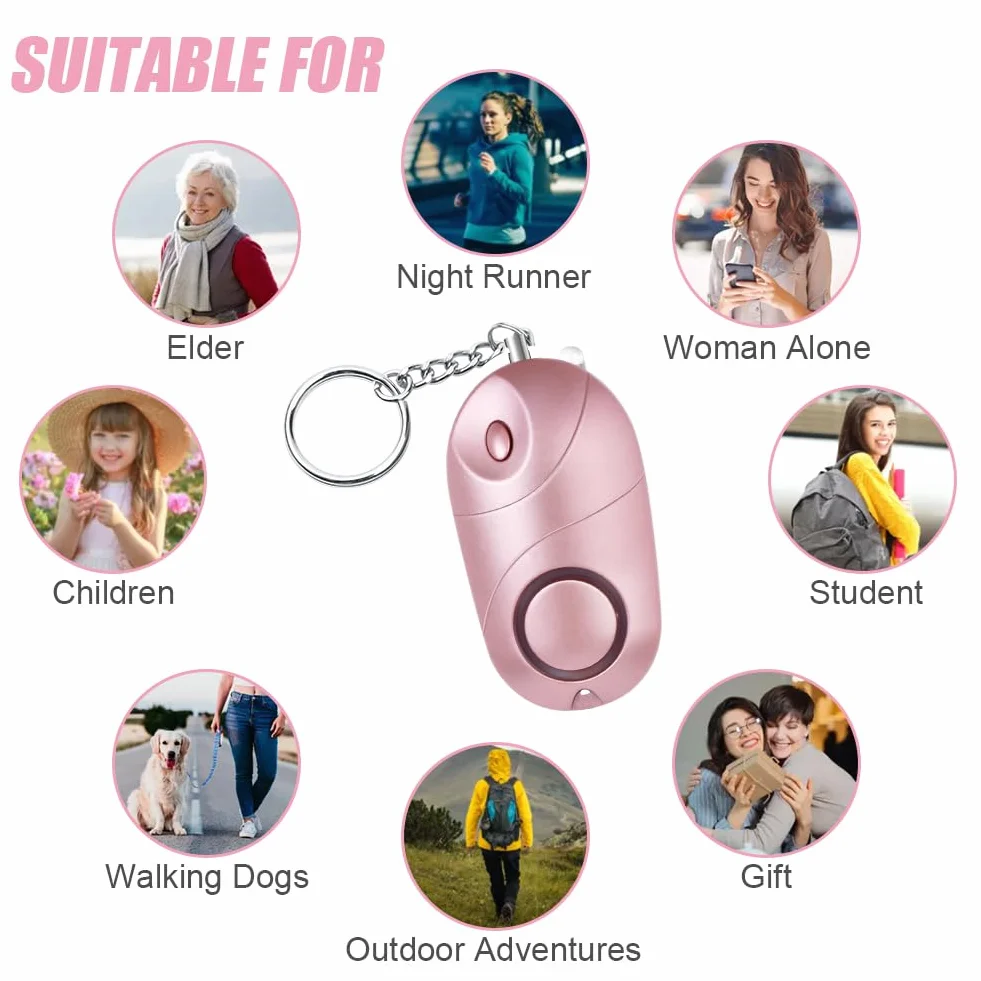 Flintronic Allarme Personale, 2 Pezzi Allarme Antiaggressione da Donna, 140dB Alarm Ricaricabile Sirena, Alarm di Sicurezza Portachiavi con Luce LED per Anziani, Bambini, Donne
