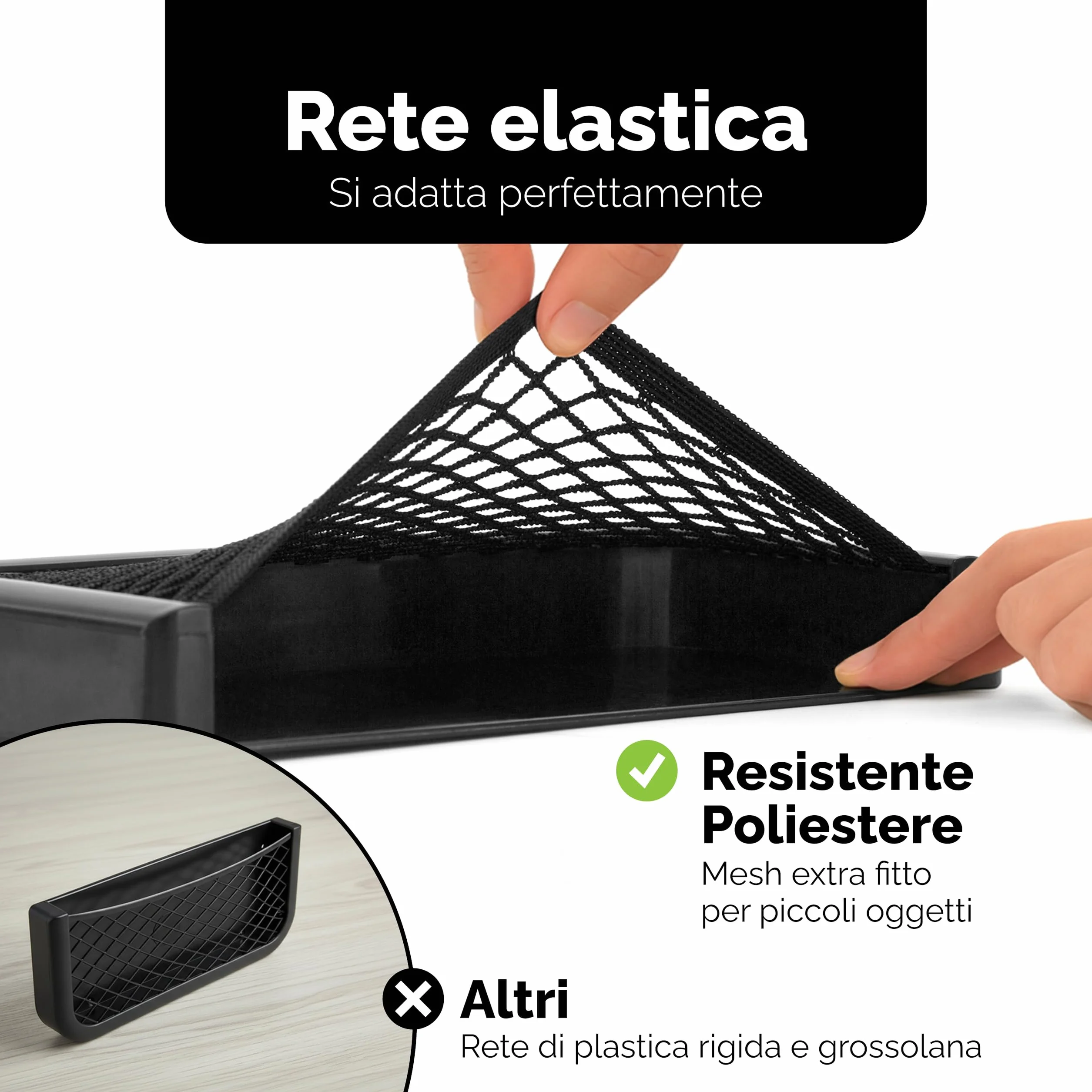 Vicera Rete Portaoggetti per Camper e Roulotte - Rete Portaoggetti in Plastica Robusta ed Elastica - Materiale di Montaggio Incluso