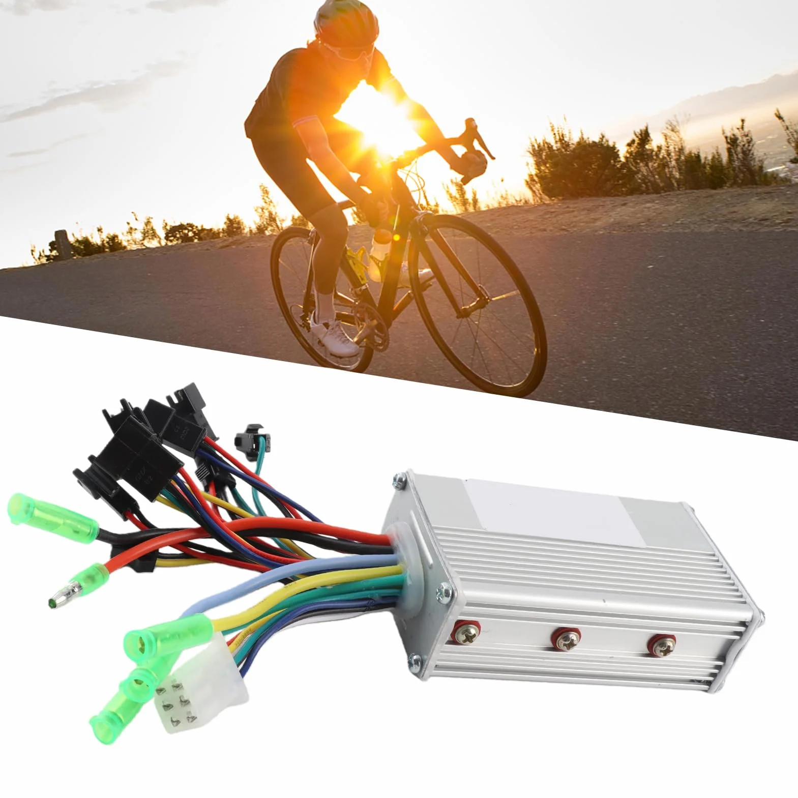 Controller Motore CC 36V 48V Controller Compatto e Durevole per Bici Elettriche con Cablaggio in Lega di Alluminio