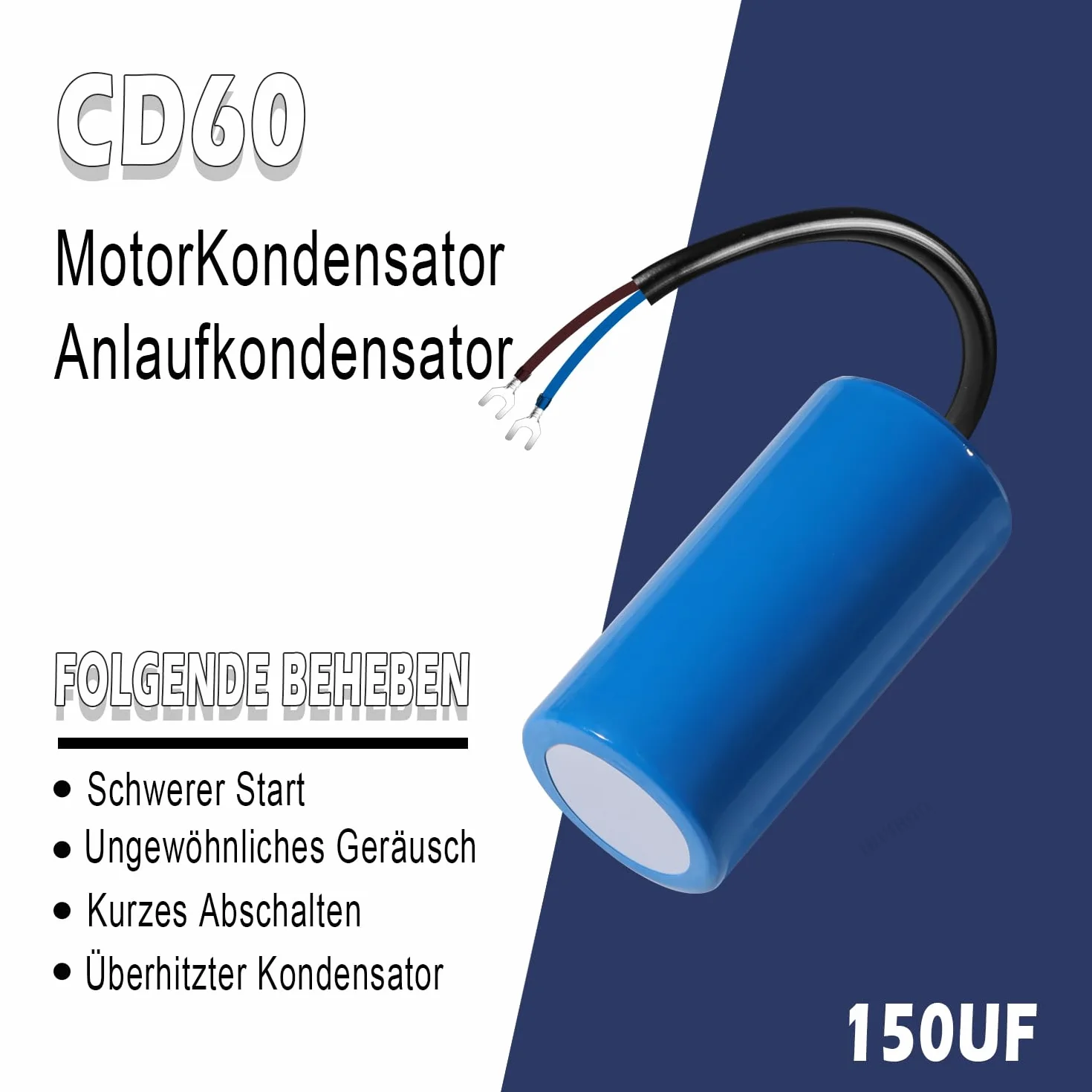 Iruihoo CD60 AC 450V 150uf 50/60Hz Condensatore, condensatore di avviamento, condensatore elettrico, condensatore del motore con cavo, per frigorifero, motore, pompa, generatore