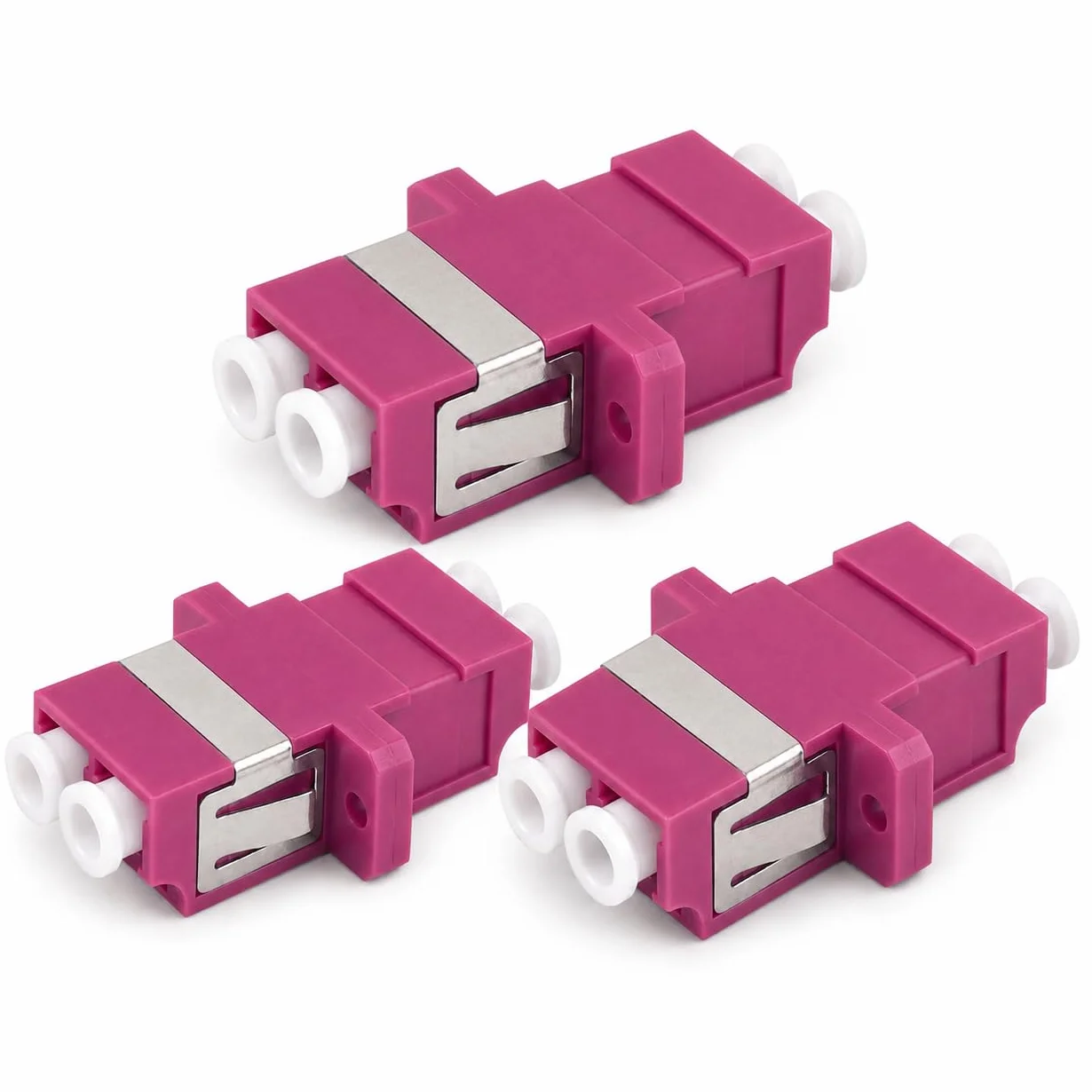 3 connettori Keystone fibra ottica OM4 LC Duplex femmina multimodale viola