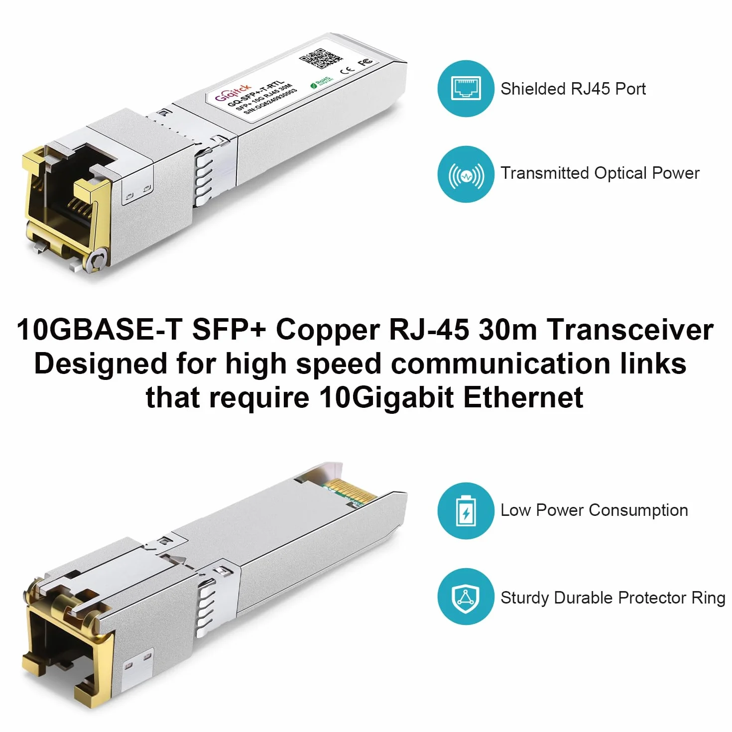 Cisco SFP-10G-T-S 10GBASE-T SFP+ RJ45 Transceiver con Chip RTL8261N per Ubiquiti Netgear D-Link fino a 30m