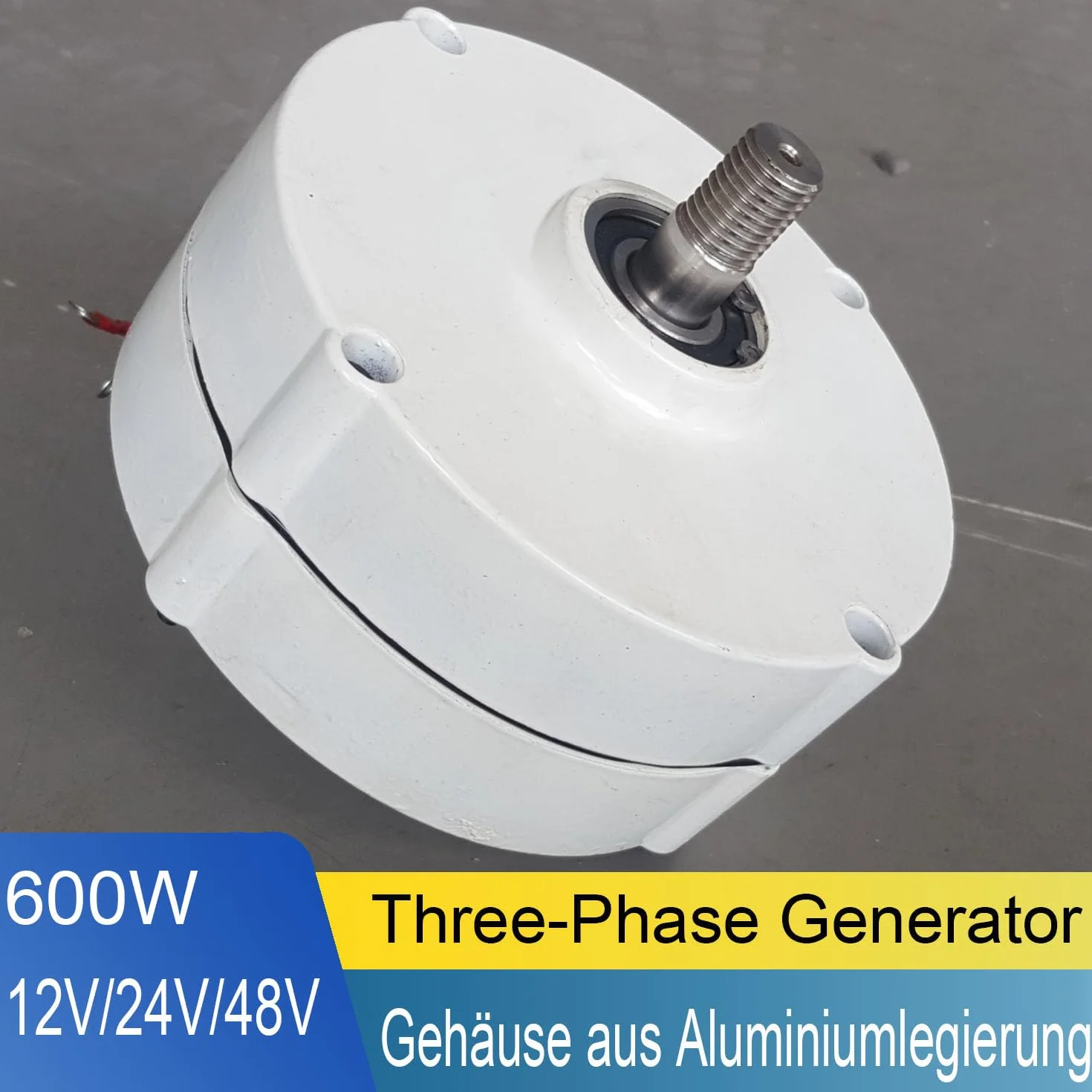 12 V 24 V 48 V 600 W Generatore eolico a 3 fasi | Generatore a magnete permanente | Generatore senza spazzole a turbina per impianti eolici | 650 giri/min | Generatore di corrente fai-da-te (con base