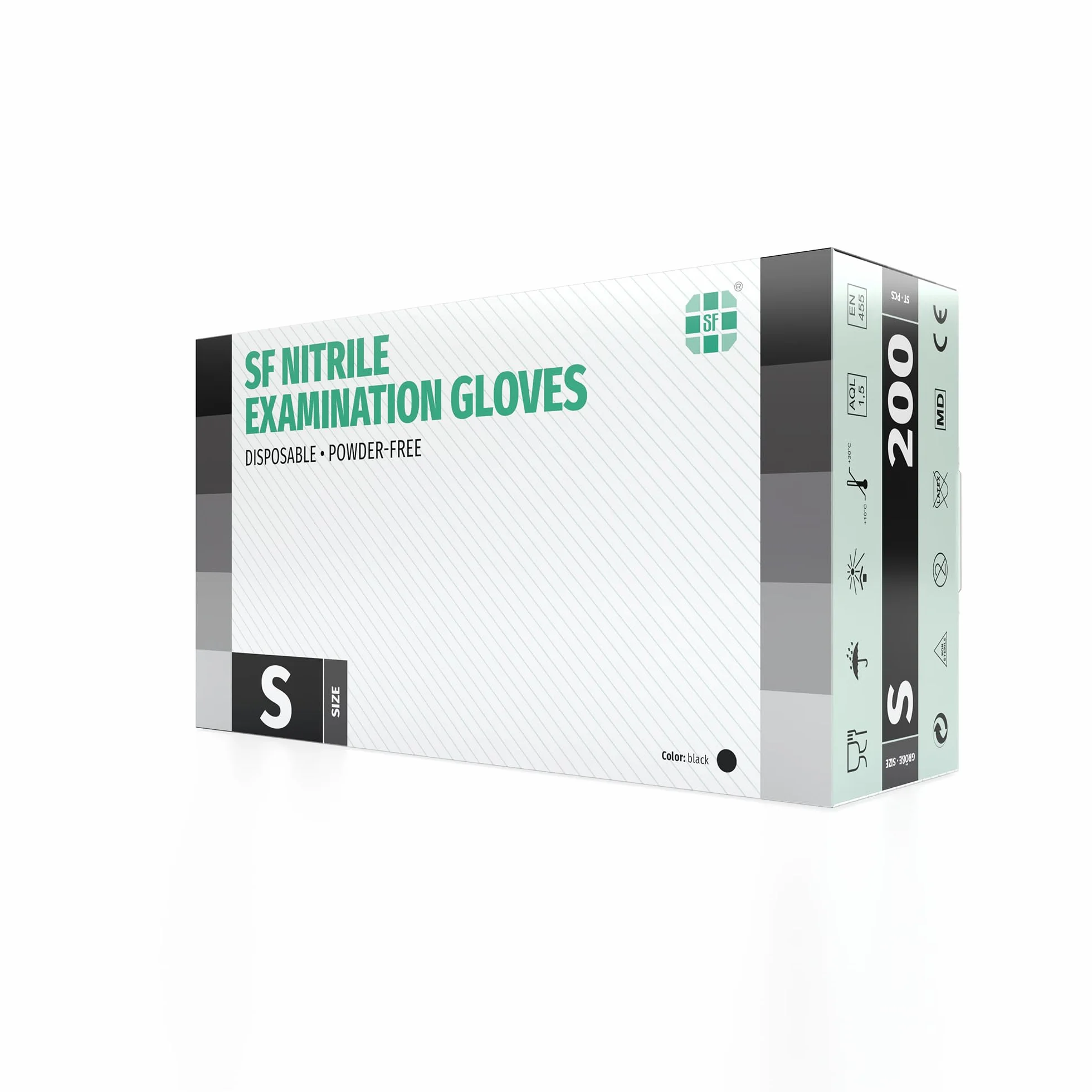 Guanti Nitrile S Neri 200 Pezzi Monouso Senza Lattice Senza Polvere