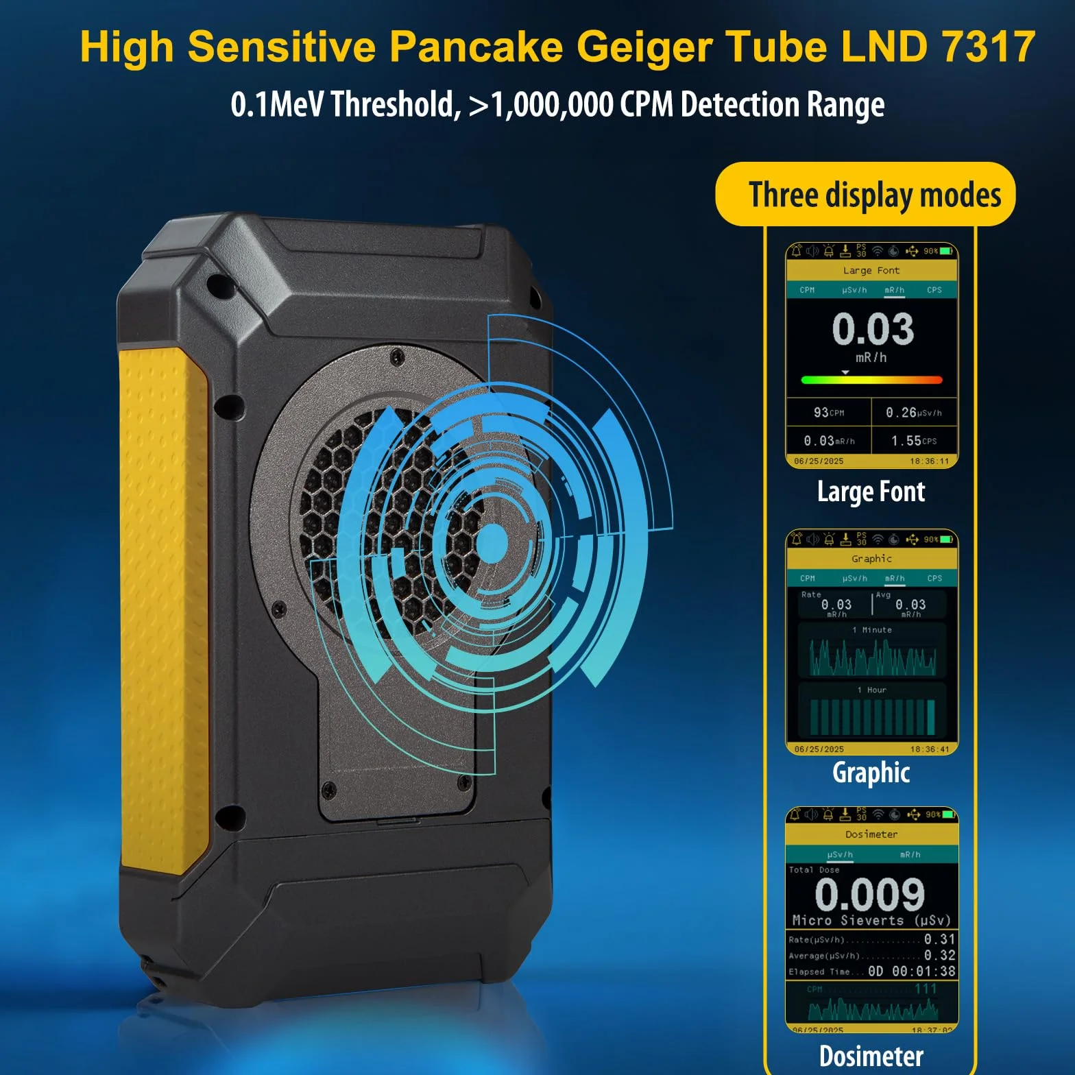 GQ GMC-600 PRO Contatore Geiger Rilevatore di Radiazioni Nucleari Dosimetro per Alpha, Beta, Gamma, Radiazioni a Raggi X Portatile Monitor con Dati in Tempo Reale, Condivisione Globale dei Dati