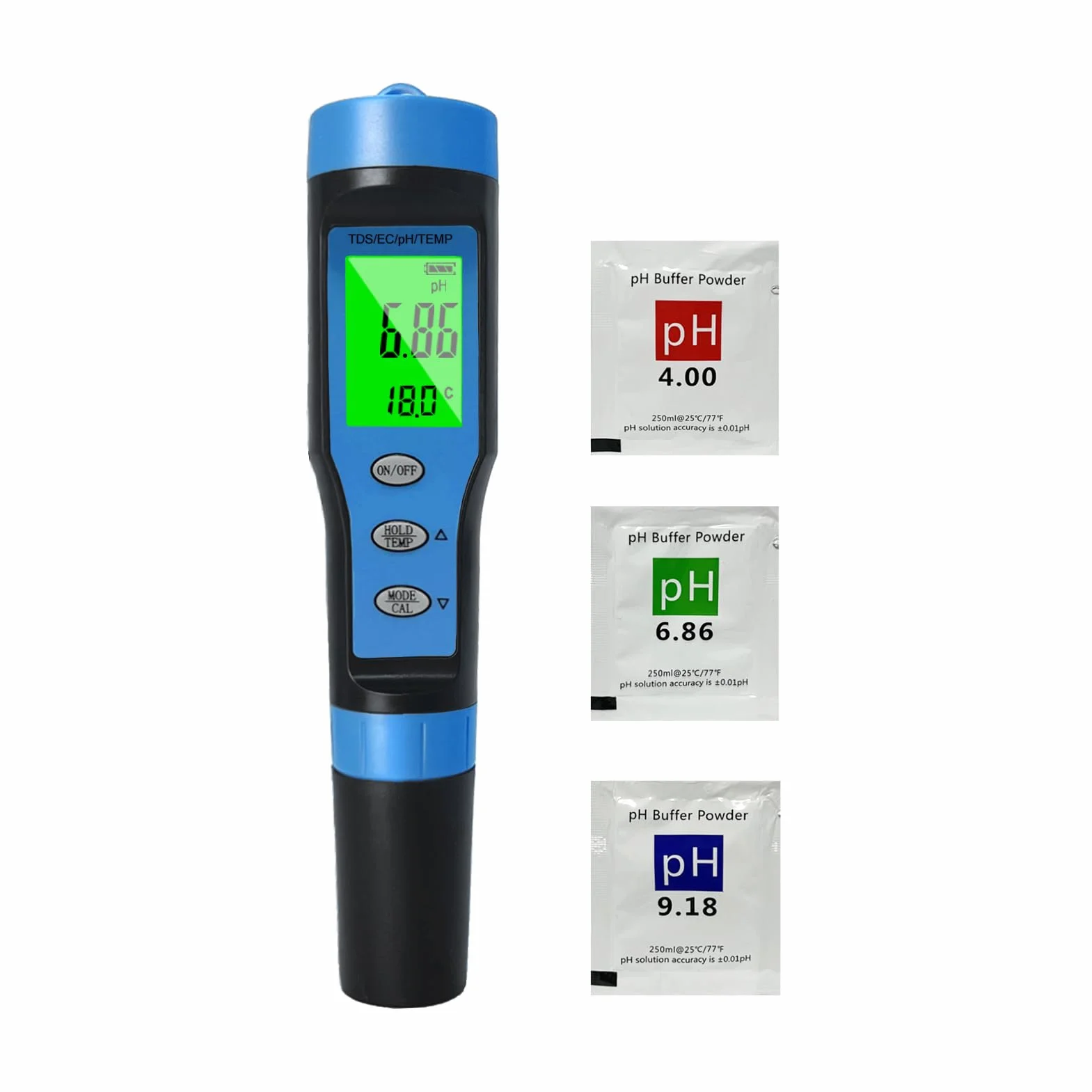 Misuratore pH Digitale 4 IN 1 con TDS EC Temperatura, Tester pH Acqua multiparametrico alta precisione risoluzione 0,01 Impermeabile IP67 Analizzatore Qualità Acqua con funzione ATC