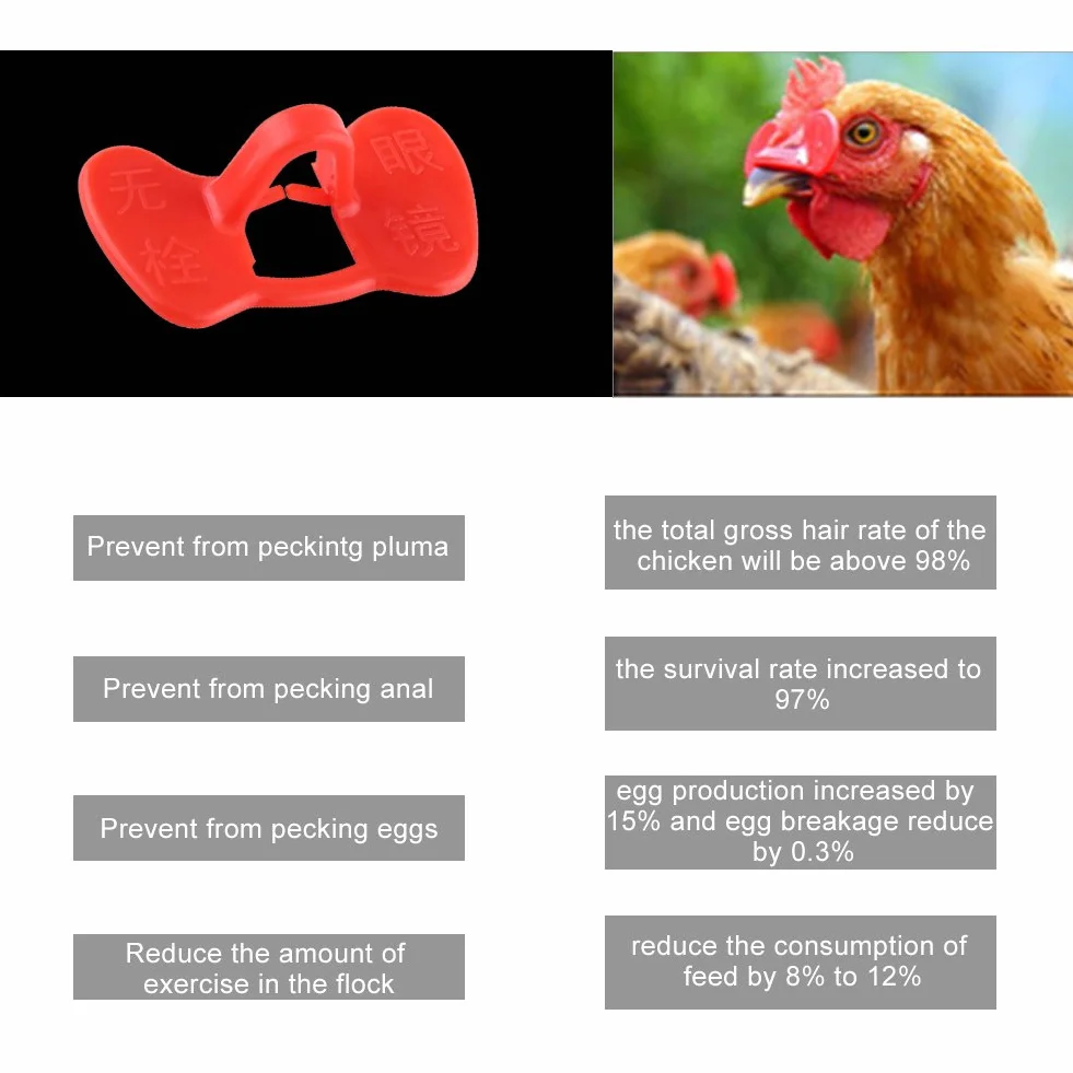 Akozon Occhiali Per Polli, 20 Pezz Occhialini per Galline Ovaiole Anti Beccaggio
