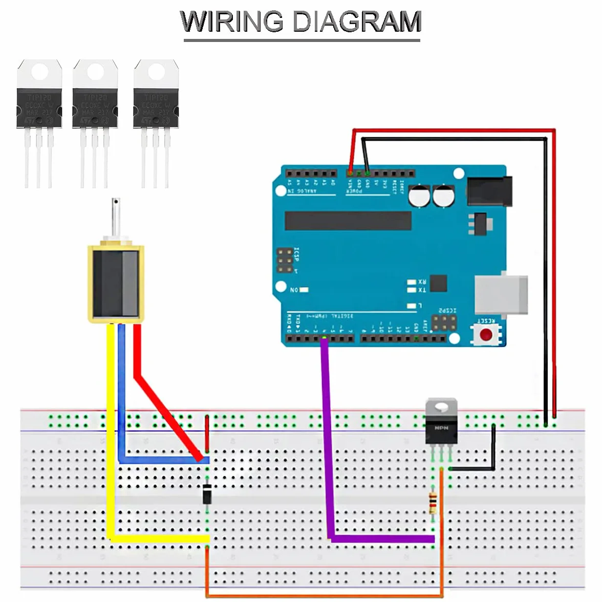 TIP120 Transistor NPN 5A 60V TO-220 Darlington di potenza epitassiale in silicio per Arduino