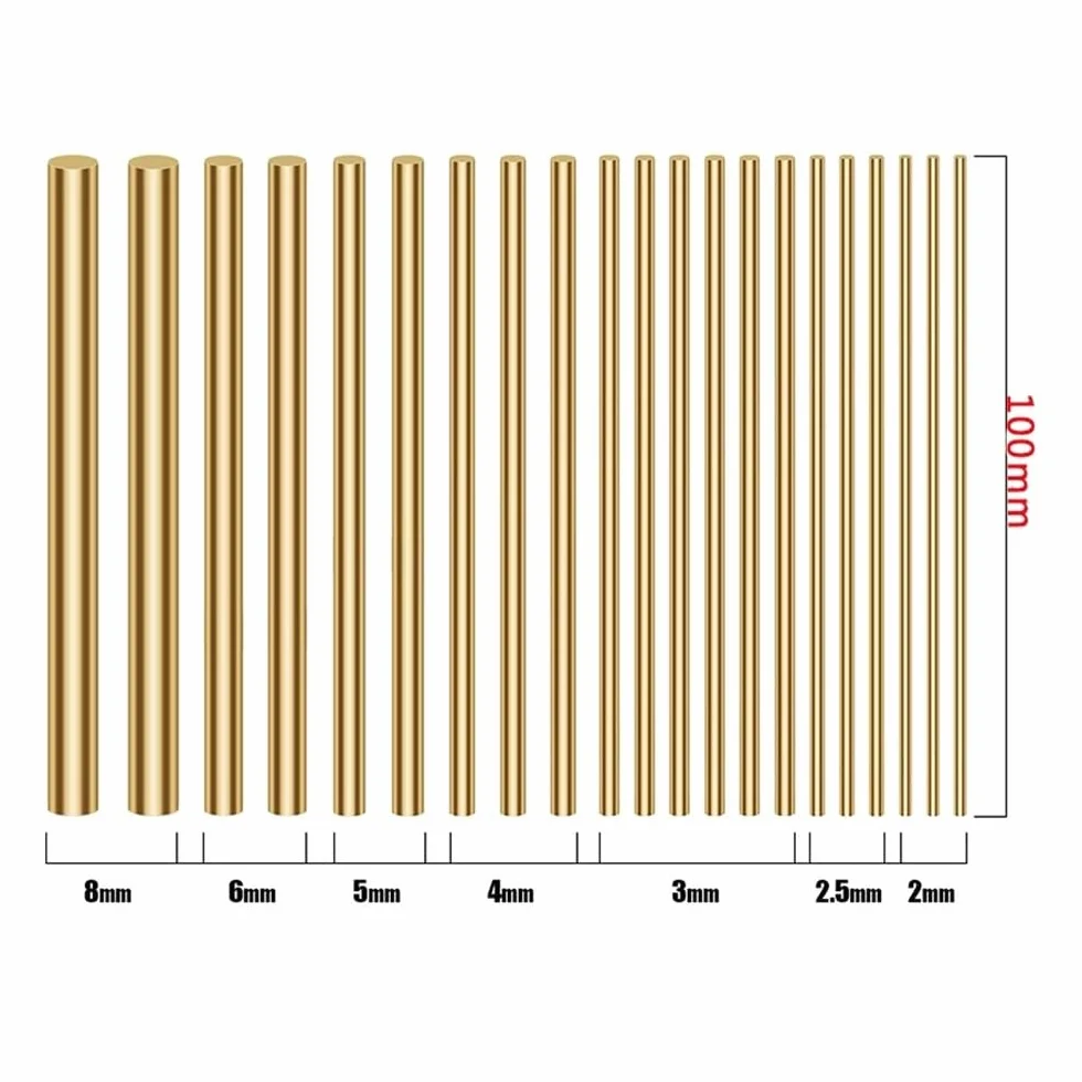 Barra tonda in ottone da 250 mm, barra in ottone da 4, 5, 6, 7, 8, 9, 10, 12, 14, 16, 18, 20 mm di diametro, barra in massiccio for perni e fabbricazione di maniglie(14mm)