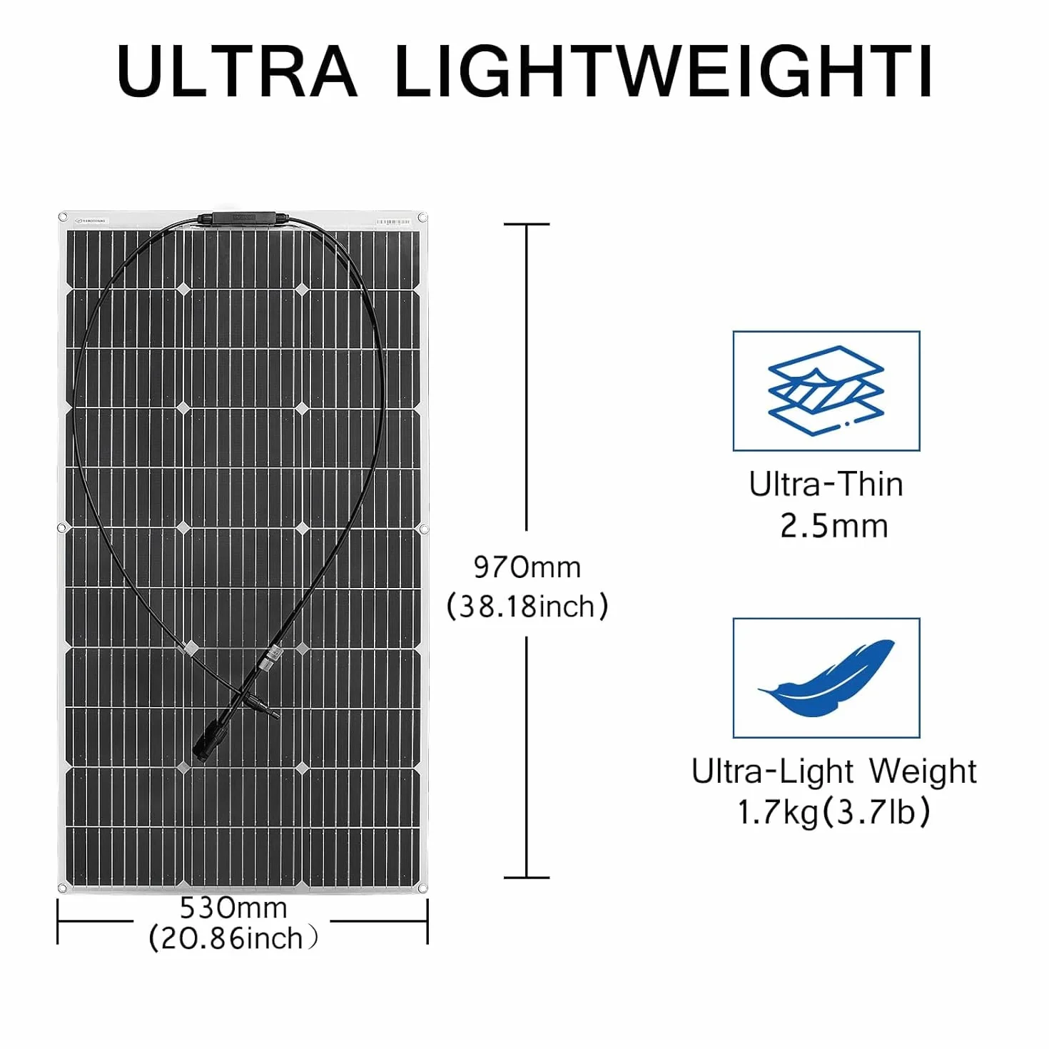 100W Flessibile Pannello Solare Kit Monocristallino carica Solare con controller 10A, uscita USB per caricare batterie 12V 24V(GEL AGM) per camper, roulotte, barche, tetti
