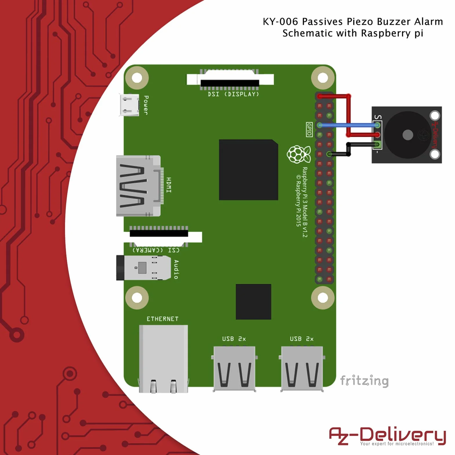 AZDelivery KY-006 Modulo di Allarme Passivo Piezo Cicalino compatibile con Arduino incluso un E-Book!