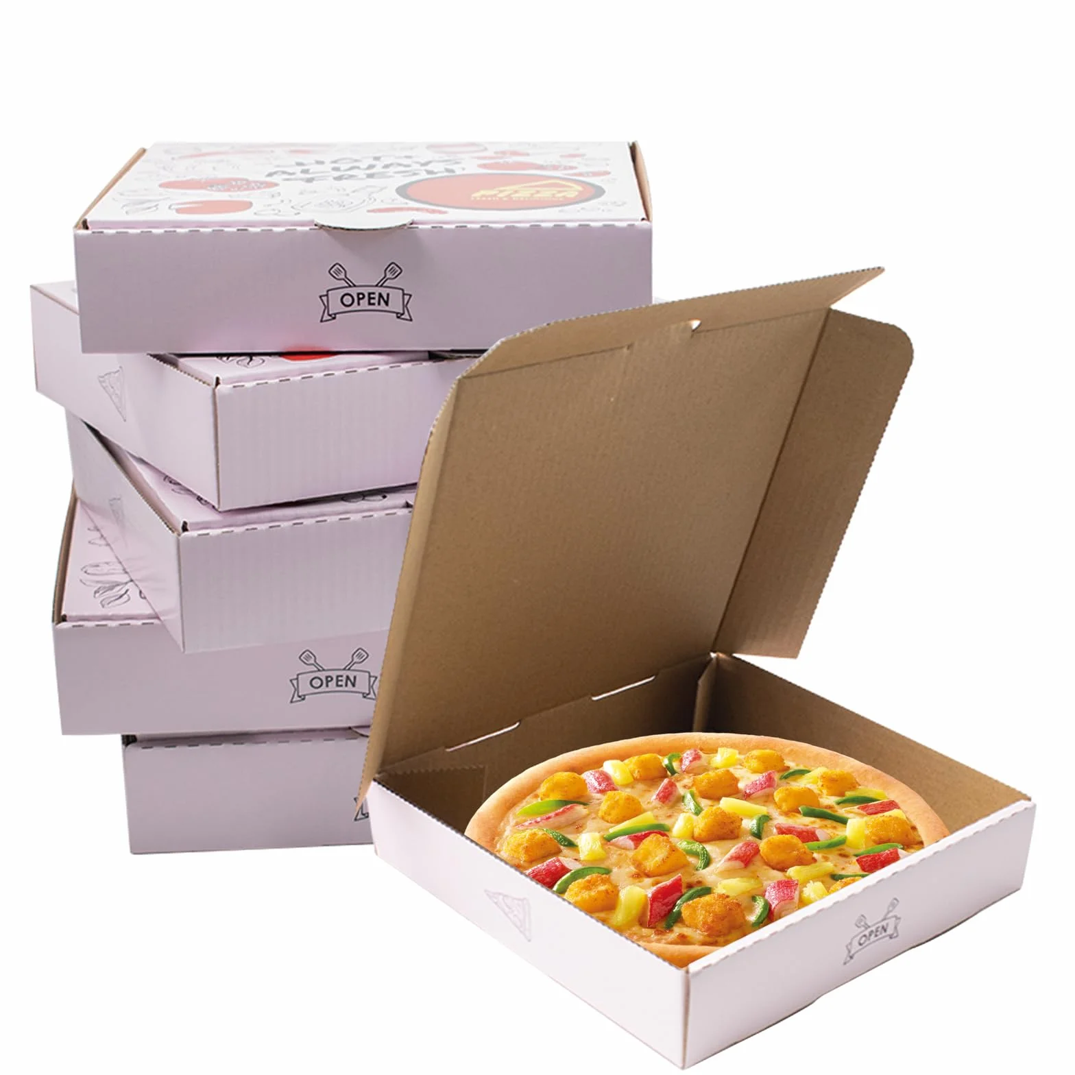 12 Pezzi Scatola per pizza di Cartone Ondulato Porta Pizza Termico da asporto Rosa