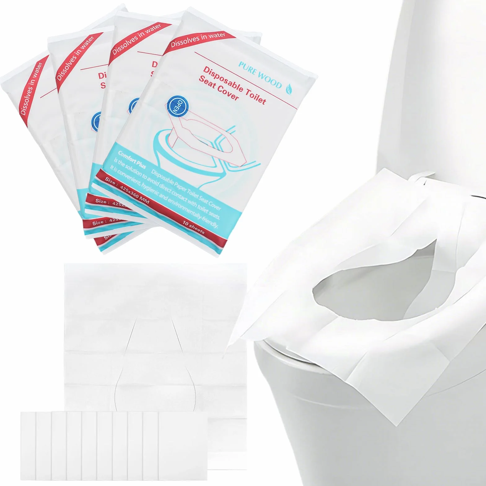 40 Pezzi Copriwater Usa e Getta WC 425mm*360mm Bianco