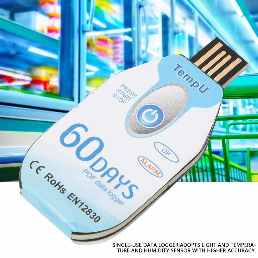 Walfront Registratore di Dati di Temperatura PDF Monouso Porta USB Porta 10000 Punti Utilizzati per Monitorare Il Processo di Trasporto e Conservazione degli Alimenti