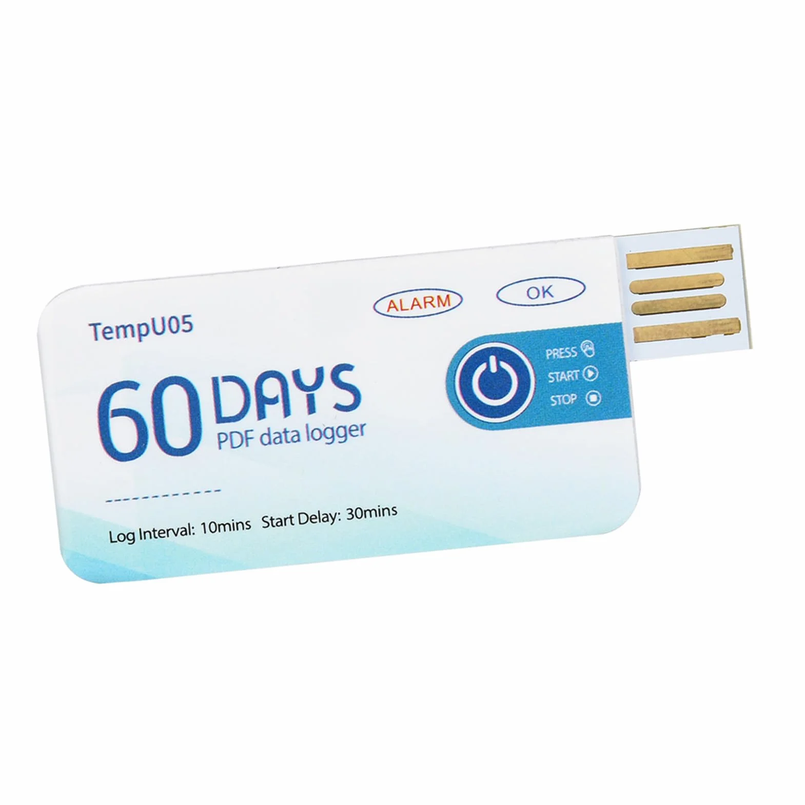 TempU05 Registratore Dati Temperatura Monouso con USB Genera Rapporto PDF per Monitoraggio Farmaci Alimenti Prodotti Chimici Strumento Registrazione Portatile per Trasporto e Conservazione Sicura