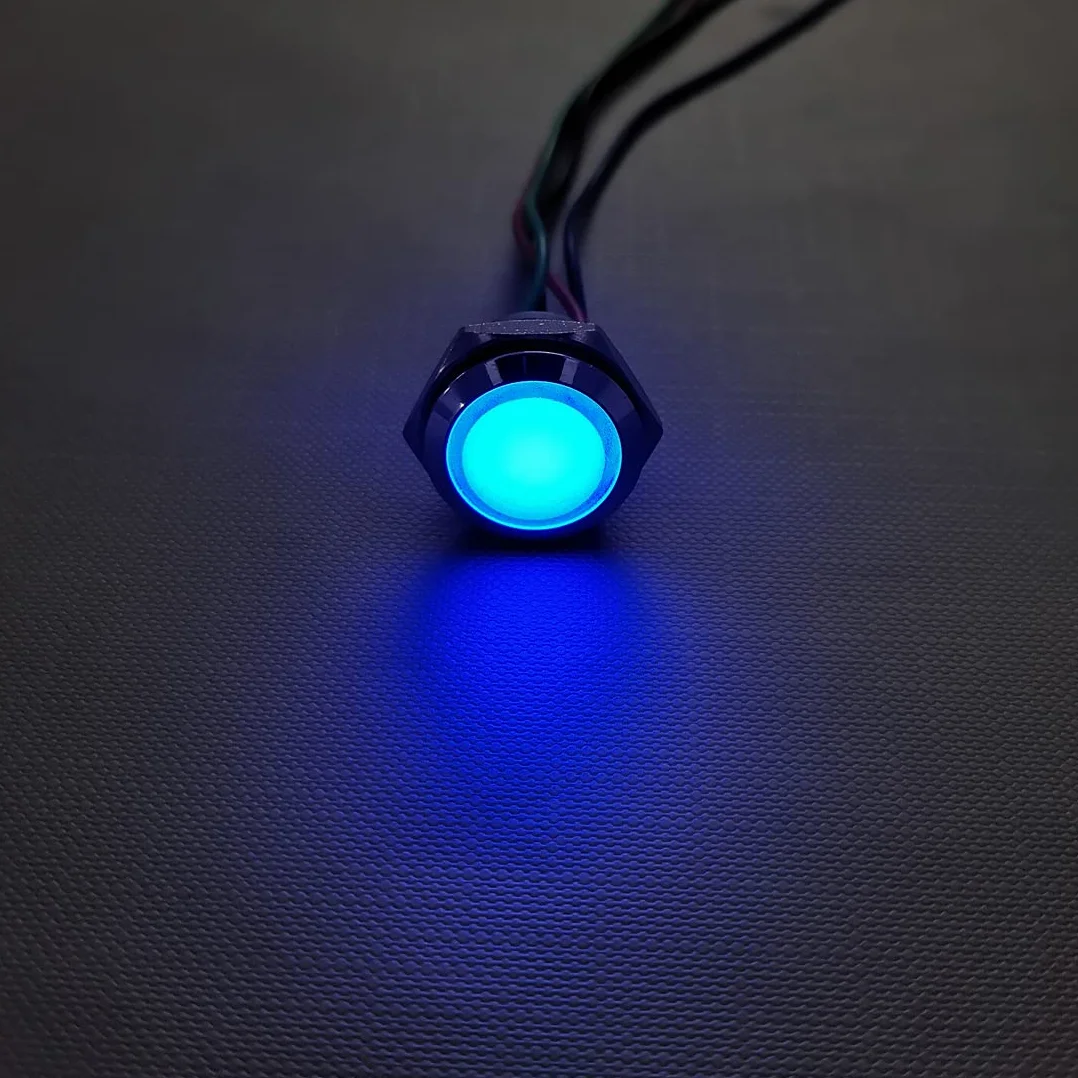 GUUZI 4 Pezzi 12V-24V RGB Triplo (Rosso Verde Blu) Indicatore Luminoso a LED in Metallo 16mm Lampada di Segnalazione Impermeabile con Cavo