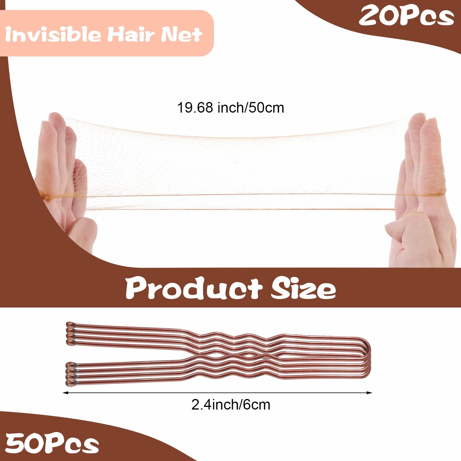 Giantree Retine per capelli per chignon 20 sztuk 50 forcine a U invisibili