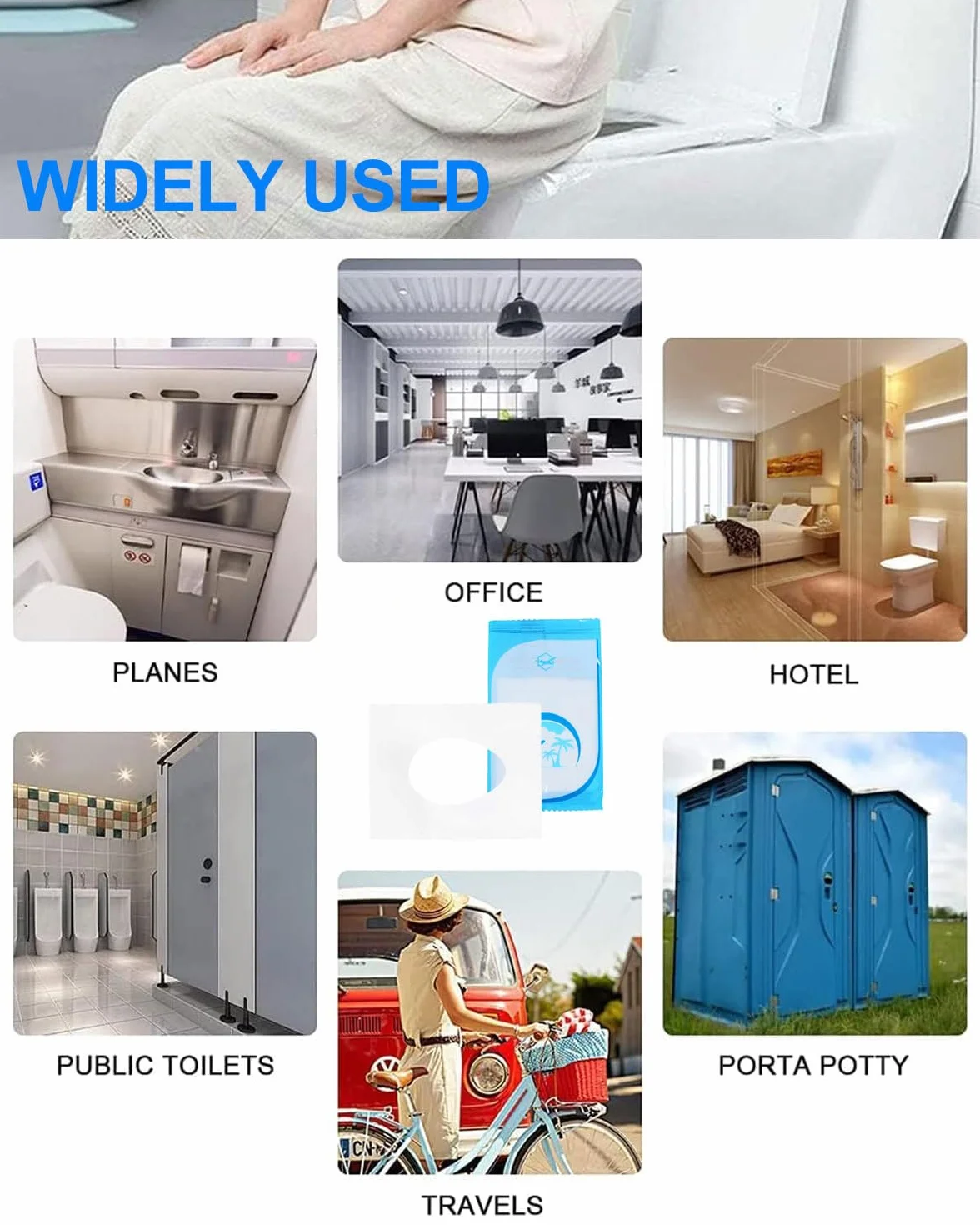 Copriwater USA e Getta Copri Tazza WC Monouso Impermeabili Biodegradabili Toilette Portatili (10pcs)